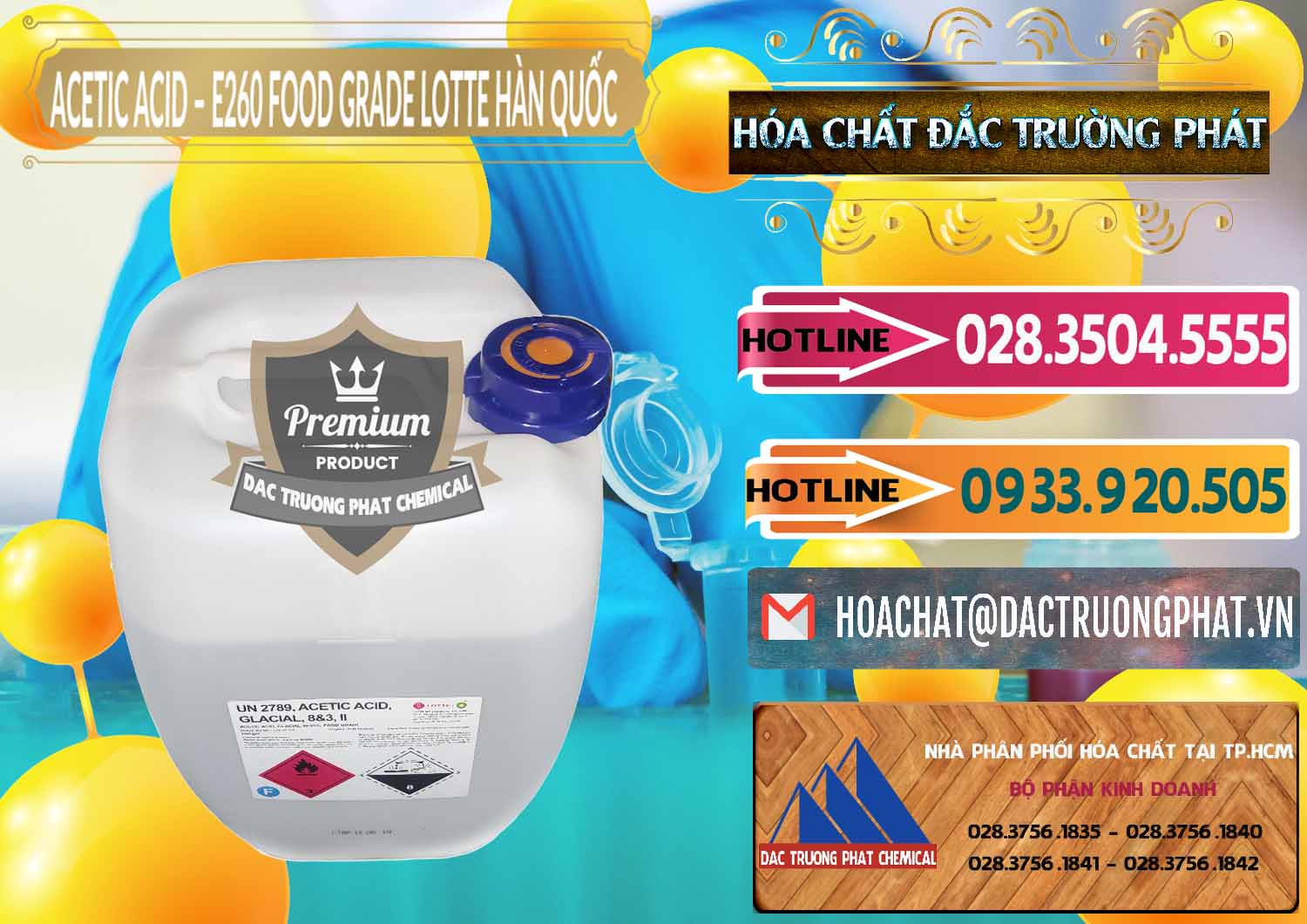 Đơn vị chuyên phân phối ( bán ) Acetic Acid – Axit Acetic E260 Food Grade Hàn Quốc Lotte Korea - 0003 - Chuyên cung cấp - kinh doanh hóa chất tại TP.HCM - dactruongphat.vn