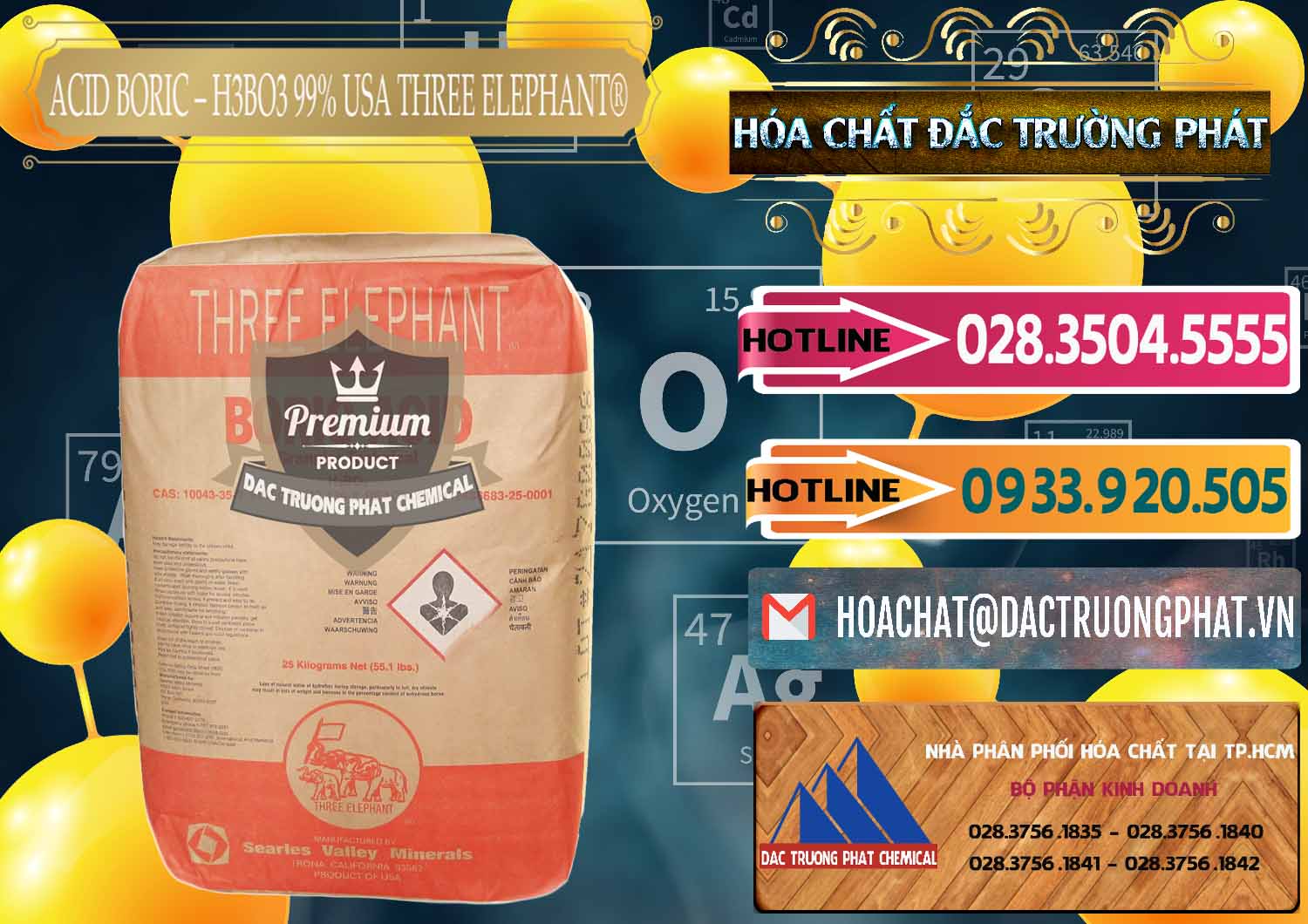Cty phân phối _ bán Acid Boric – Axit Boric H3BO3 Mỹ USA Three Elephant® - 0005 - Nhà nhập khẩu & phân phối hóa chất tại TP.HCM - dactruongphat.vn