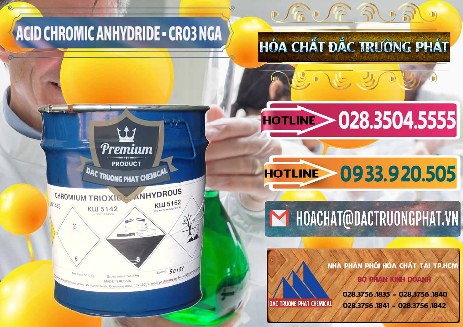Cty chuyên bán ( cung ứng ) Acid Chromic Anhydride - Cromic CRO3 Nga Russia - 0006 - Nơi chuyên kinh doanh & phân phối hóa chất tại TP.HCM - dactruongphat.vn