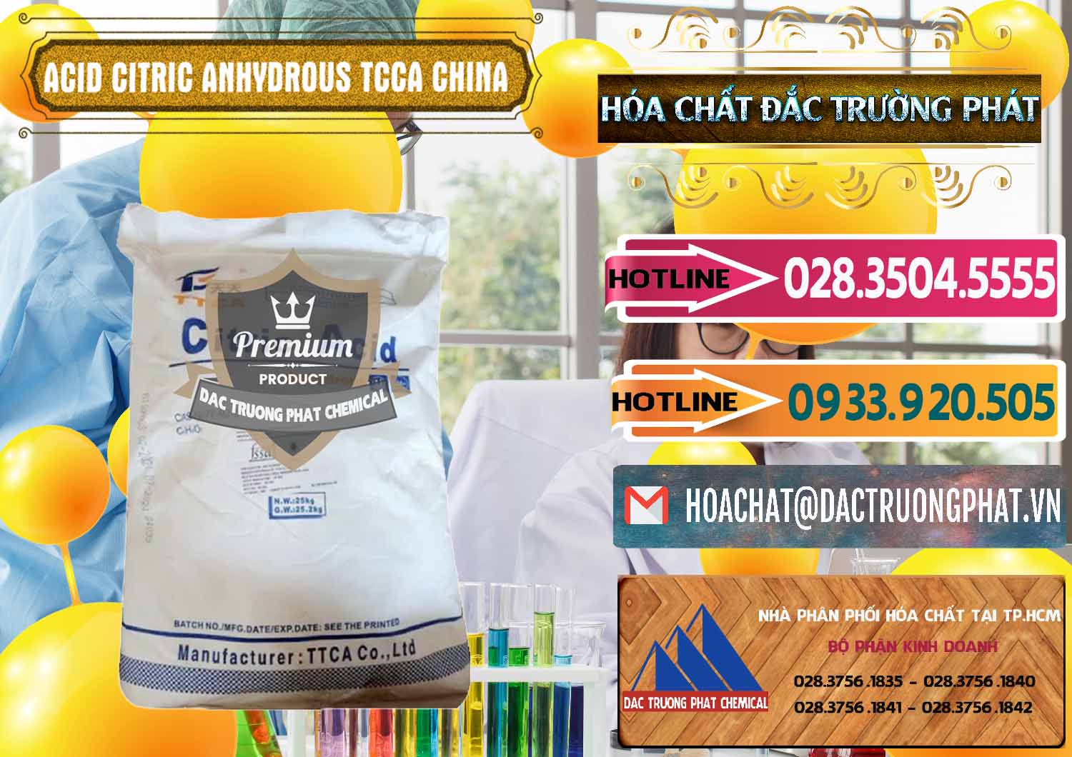 Cung ứng & bán Acid Citric - Axit Citric Anhydrous TCCA Trung Quốc China - 0442 - Đơn vị chuyên kinh doanh & cung cấp hóa chất tại TP.HCM - dactruongphat.vn