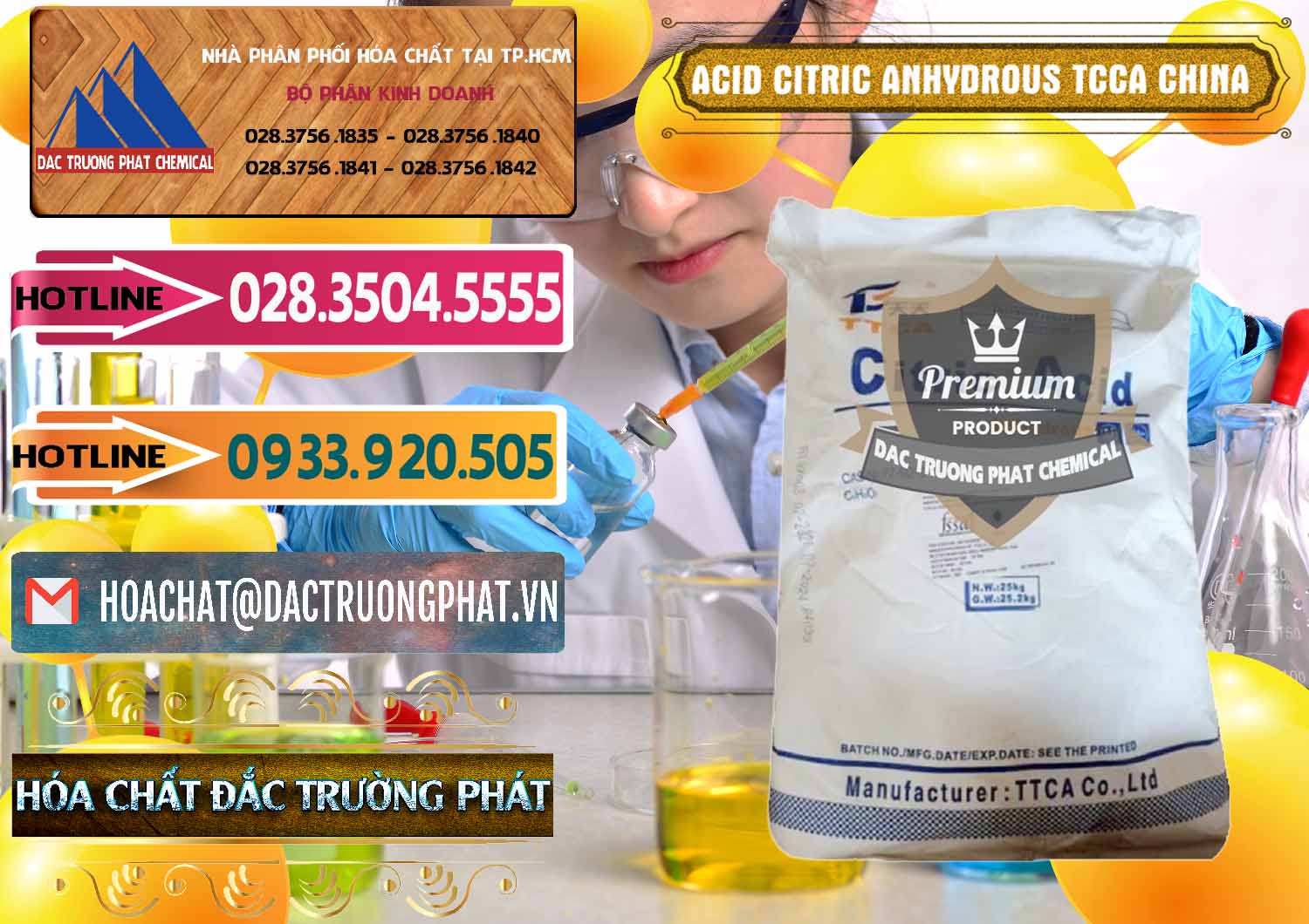 Nơi phân phối - bán Acid Citric - Axit Citric Anhydrous TCCA Trung Quốc China - 0442 - Chuyên cung cấp và nhập khẩu hóa chất tại TP.HCM - dactruongphat.vn