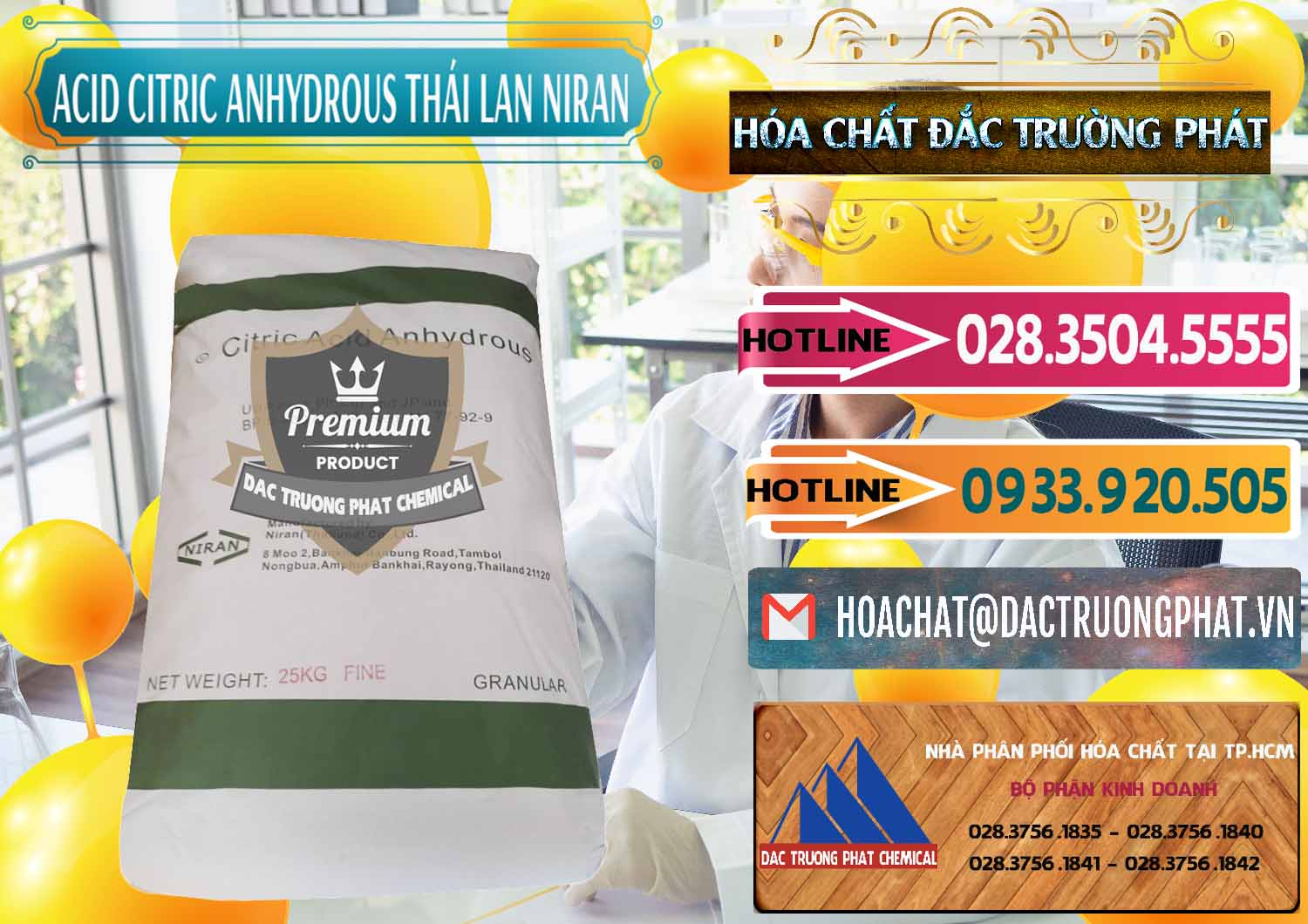 Công ty chuyên bán & cung ứng Acid Citric - Axit Citric Anhydrous - Thái Lan Niran - 0231 - Nơi phân phối & cung cấp hóa chất tại TP.HCM - dactruongphat.vn