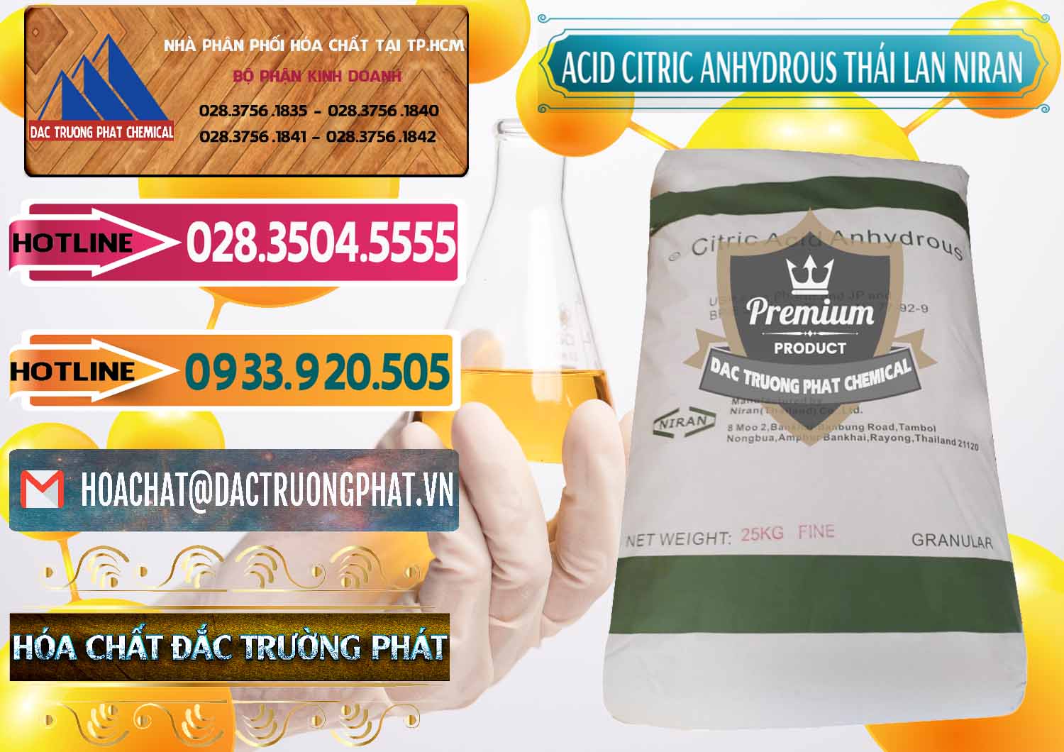 Đơn vị bán & cung ứng Acid Citric - Axit Citric Anhydrous - Thái Lan Niran - 0231 - Cty bán _ cung cấp hóa chất tại TP.HCM - dactruongphat.vn