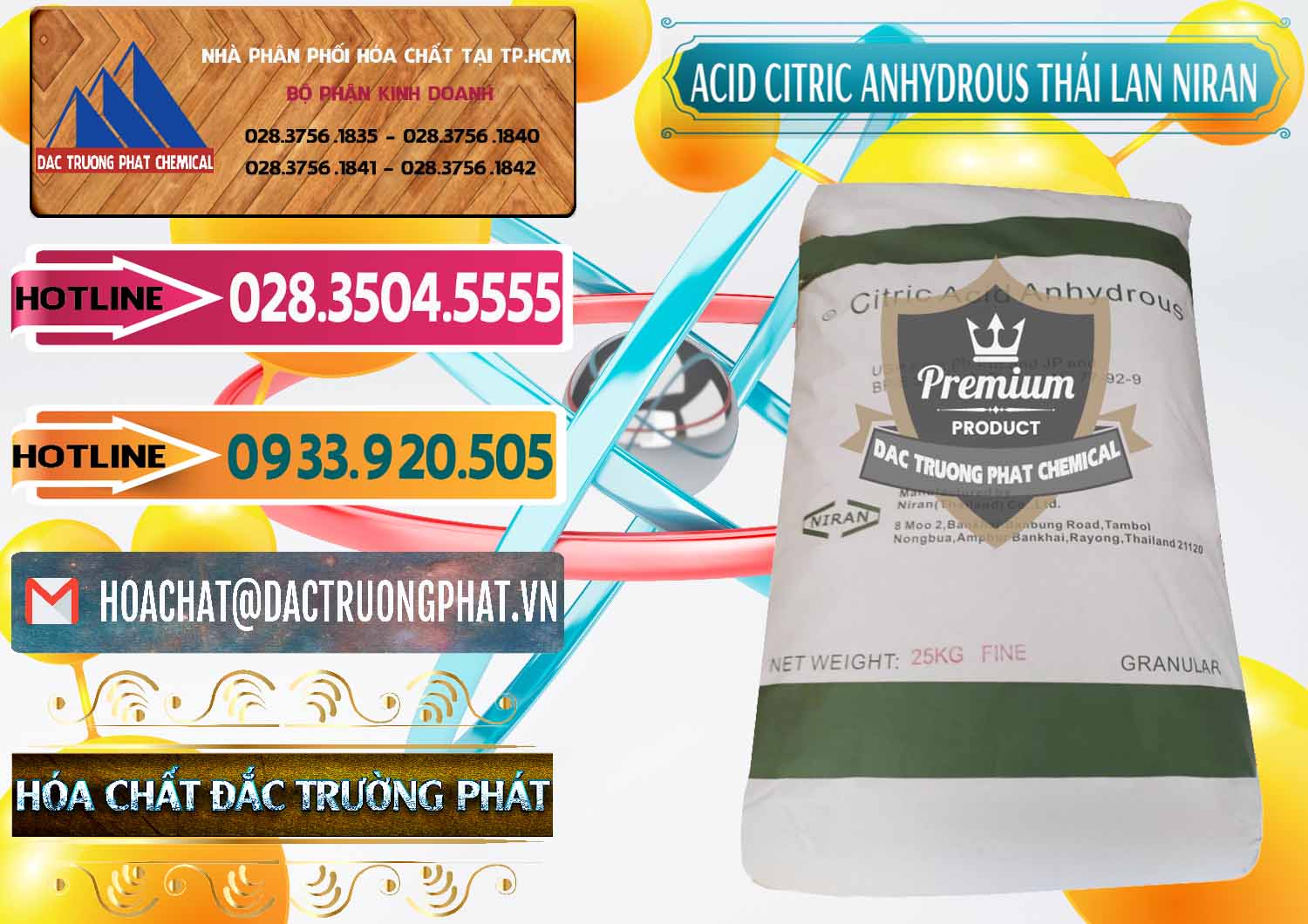 Nơi cung cấp - bán Acid Citric - Axit Citric Anhydrous - Thái Lan Niran - 0231 - Công ty chuyên kinh doanh _ cung cấp hóa chất tại TP.HCM - dactruongphat.vn