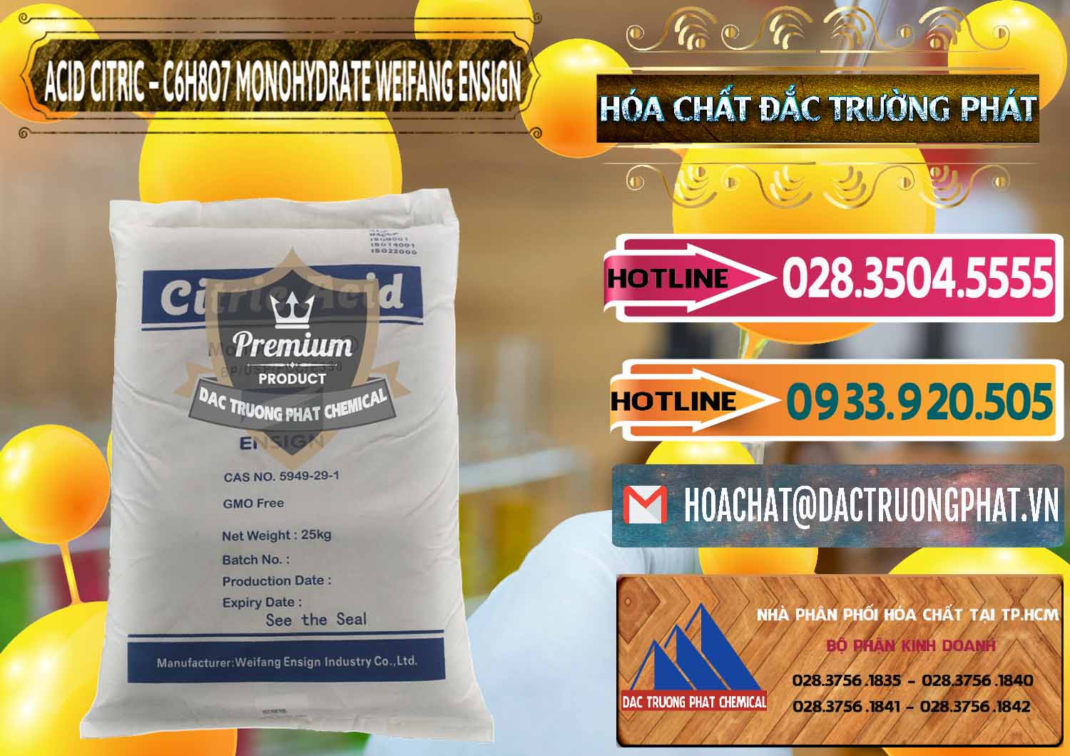 Chuyên cung cấp và bán Acid Citric - Axit Citric Monohydrate Weifang Trung Quốc China - 0009 - Chuyên bán _ cung cấp hóa chất tại TP.HCM - dactruongphat.vn