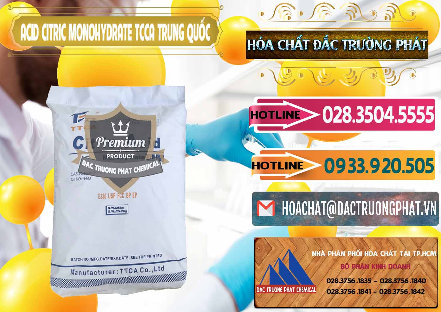 Đơn vị chuyên bán - cung cấp Acid Citric - Axit Citric Monohydrate TCCA Trung Quốc China - 0441 - Cty chuyên kinh doanh - cung cấp hóa chất tại TP.HCM - dactruongphat.vn