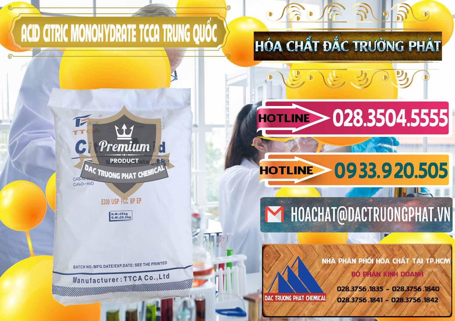 Nhập khẩu & bán Acid Citric - Axit Citric Monohydrate TCCA Trung Quốc China - 0441 - Đơn vị kinh doanh & cung cấp hóa chất tại TP.HCM - dactruongphat.vn