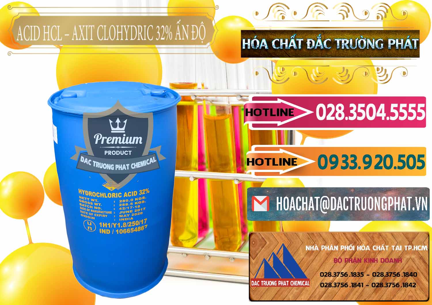 Chuyên bán và phân phối Acid HCL - Axit Cohidric 32% - 35% Ấn Độ India - 0010 - Đơn vị chuyên phân phối & bán hóa chất tại TP.HCM - dactruongphat.vn