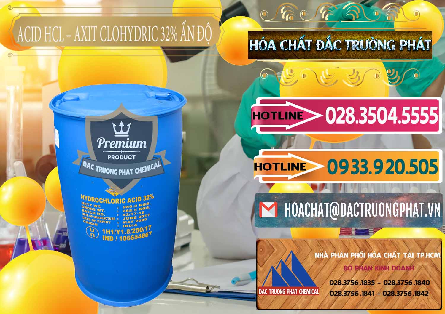 Cty chuyên cung cấp ( bán ) Acid HCL - Axit Cohidric 32% - 35% Ấn Độ India - 0010 - Nơi cung cấp & nhập khẩu hóa chất tại TP.HCM - dactruongphat.vn