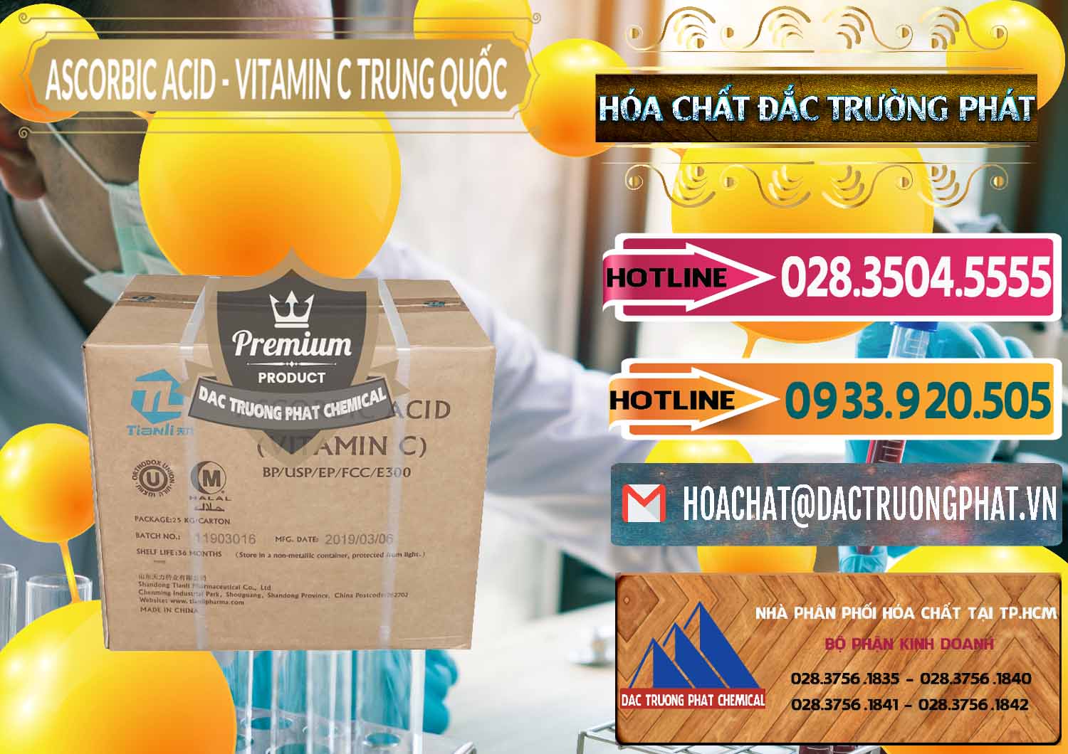 Nơi nhập khẩu - bán Axit Ascorbic - Vitamin C Trung Quốc China - 0309 - Nơi cung cấp - phân phối hóa chất tại TP.HCM - dactruongphat.vn