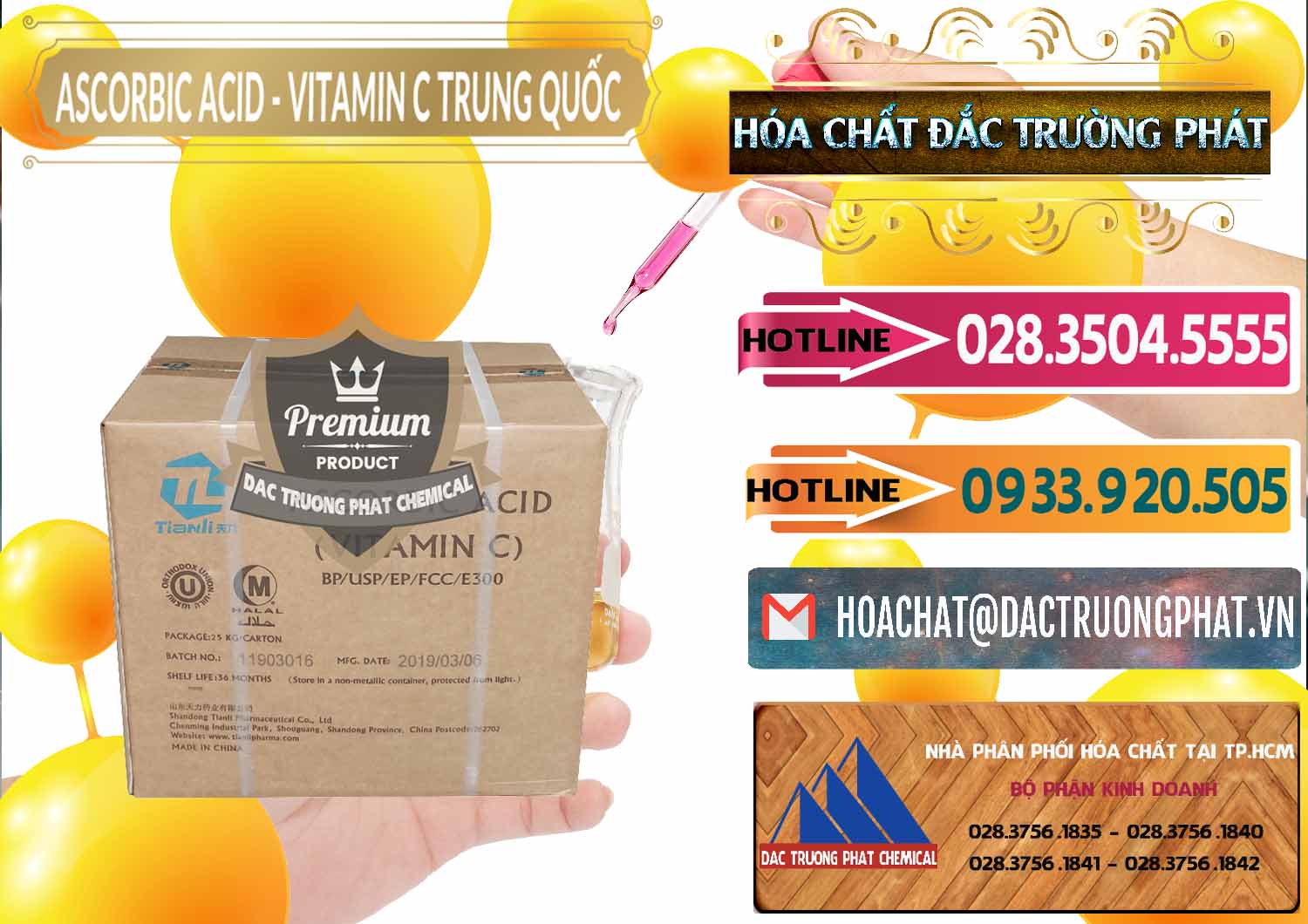Công ty kinh doanh _ bán Axit Ascorbic - Vitamin C Trung Quốc China - 0309 - Nơi chuyên cung cấp ( nhập khẩu ) hóa chất tại TP.HCM - dactruongphat.vn