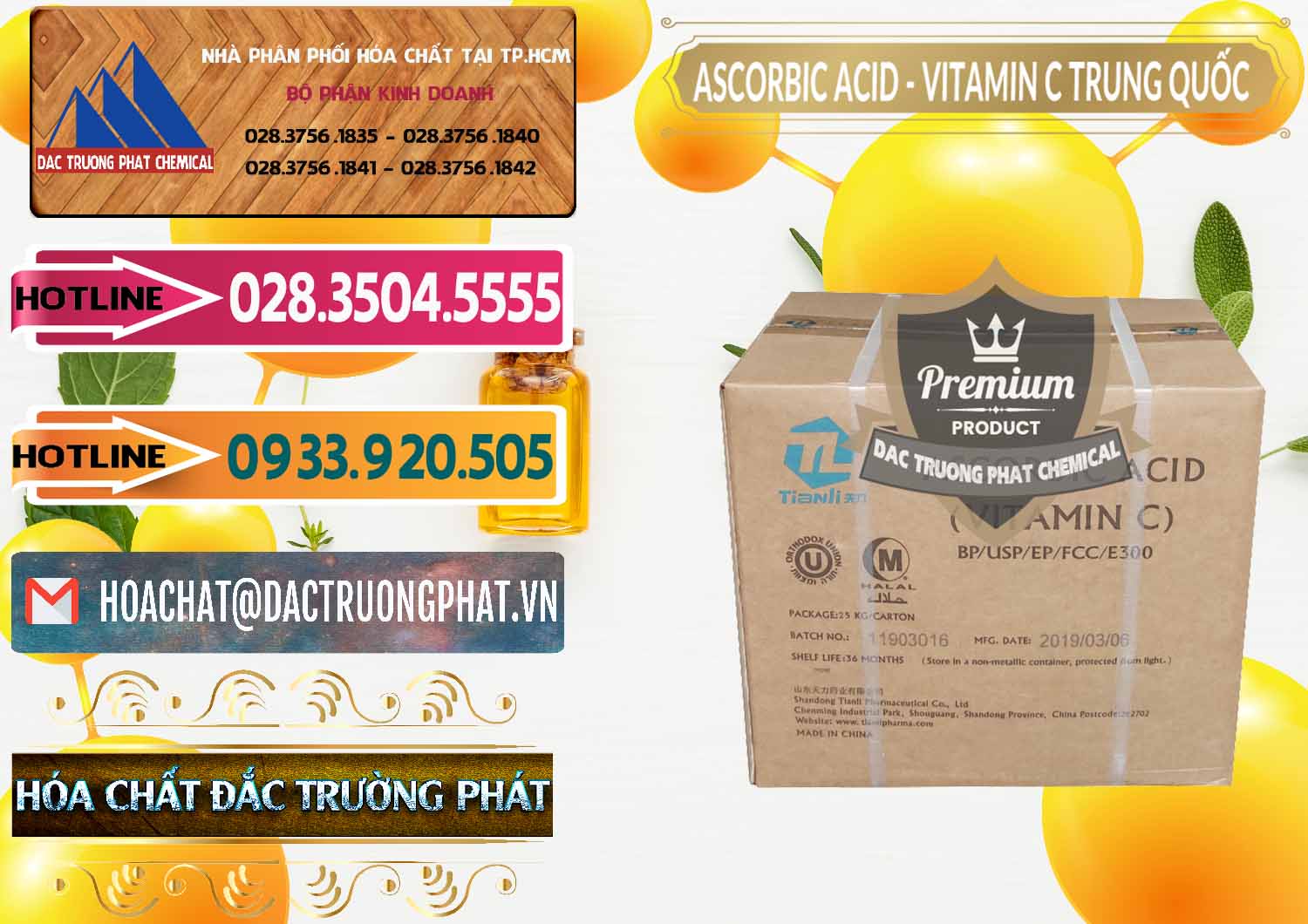 Công ty chuyên cung cấp - bán Axit Ascorbic - Vitamin C Trung Quốc China - 0309 - Nhập khẩu ( phân phối ) hóa chất tại TP.HCM - dactruongphat.vn