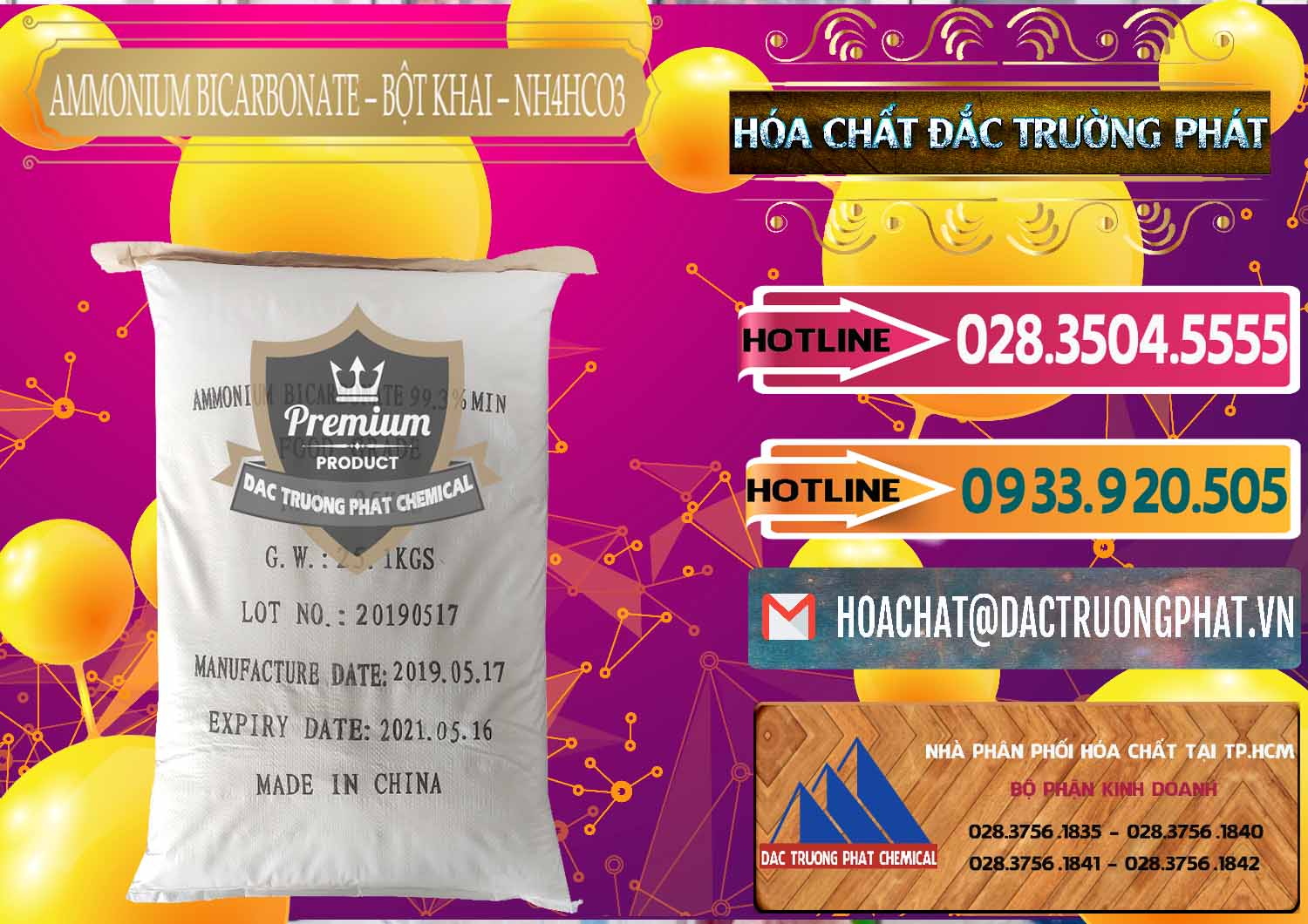 Chuyên bán ( phân phối ) Ammonium Bicarbonate - Bột Khai Food Grade Trung Quốc China - 0018 - Kinh doanh & cung cấp hóa chất tại TP.HCM - dactruongphat.vn