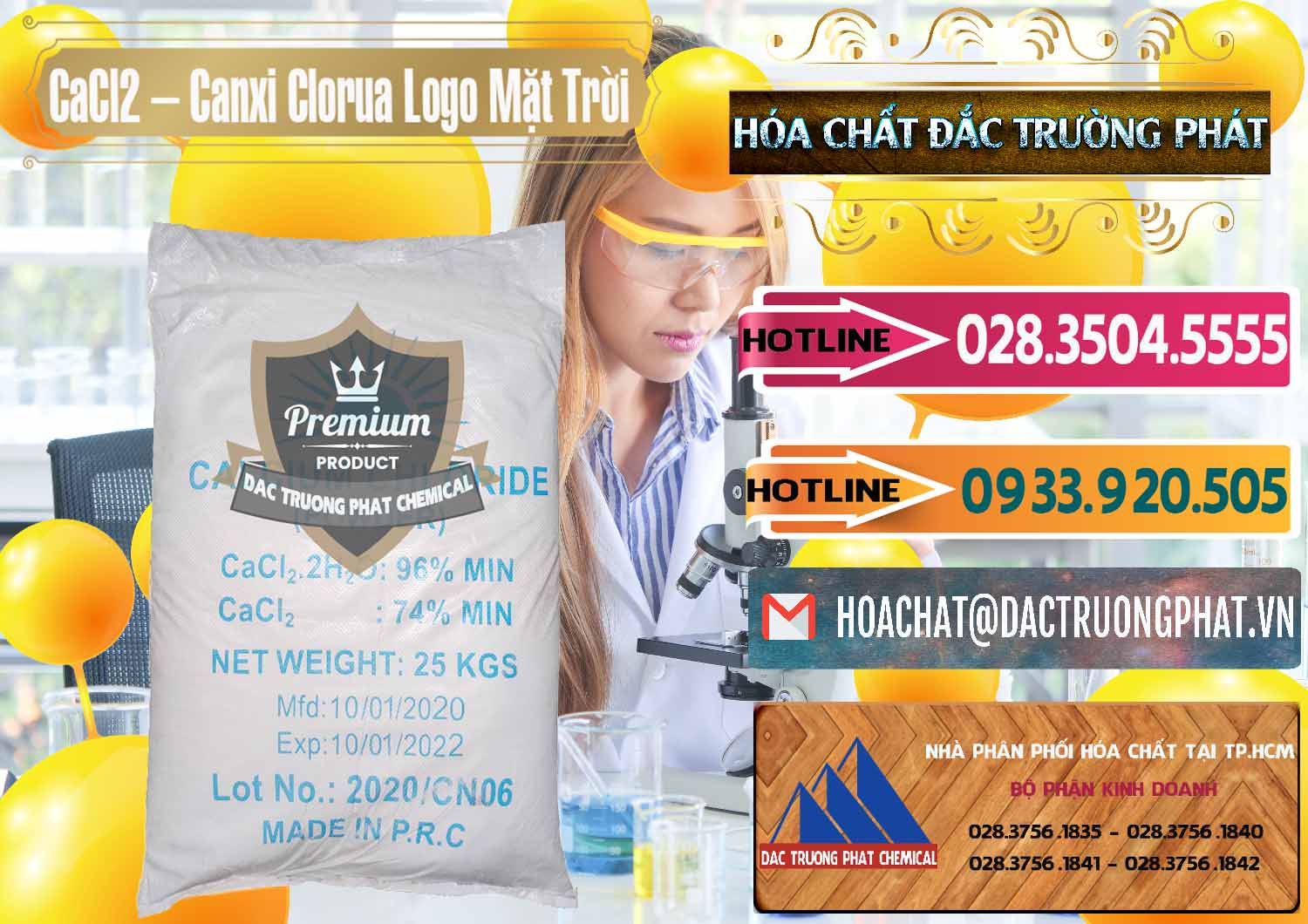 Nơi chuyên kinh doanh ( bán ) CaCl2 – Canxi Clorua 96% Logo Mặt Trời Trung Quốc China - 0041 - Công ty chuyên cung ứng ( phân phối ) hóa chất tại TP.HCM - dactruongphat.vn