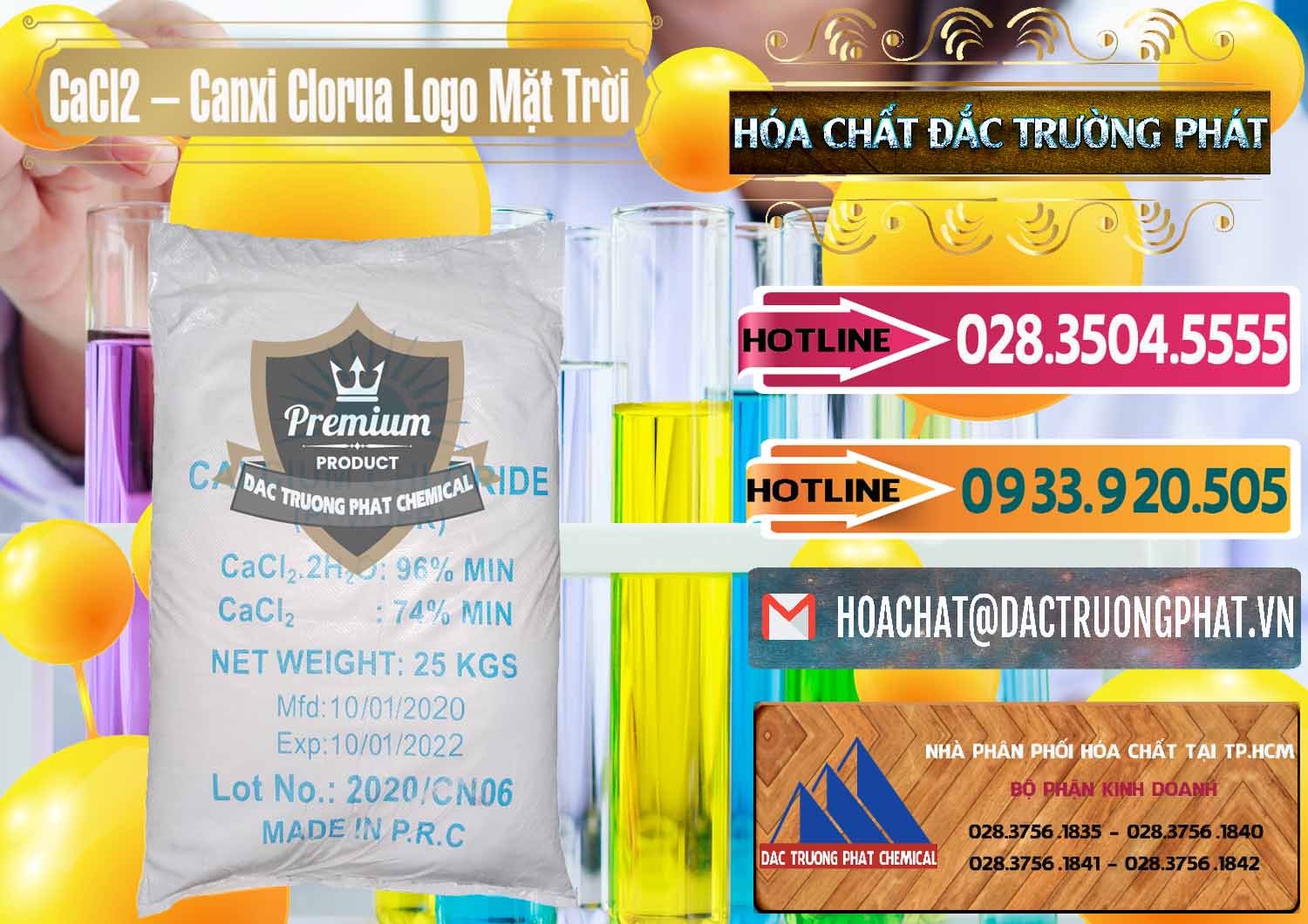Nhà cung cấp _ bán CaCl2 – Canxi Clorua 96% Logo Mặt Trời Trung Quốc China - 0041 - Công ty chuyên phân phối và bán hóa chất tại TP.HCM - dactruongphat.vn
