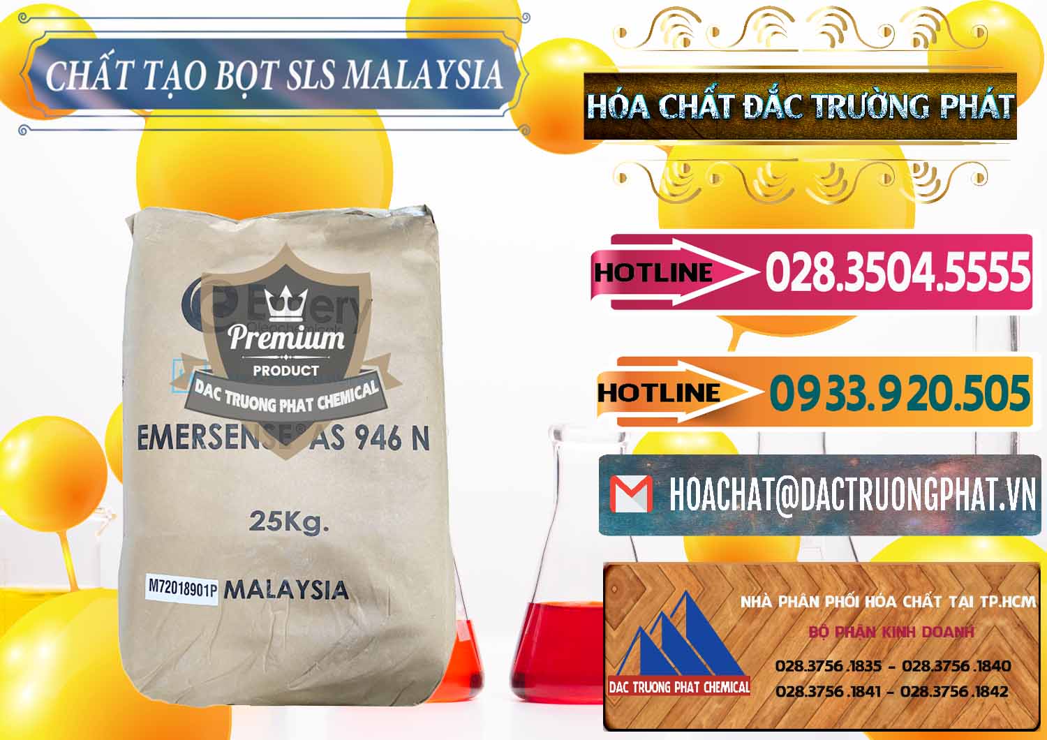 Nhà cung cấp & bán Chất Tạo Bọt SLS Emery - Emersense AS 946N Mã Lai Malaysia - 0423 - Đơn vị chuyên phân phối _ nhập khẩu hóa chất tại TP.HCM - dactruongphat.vn