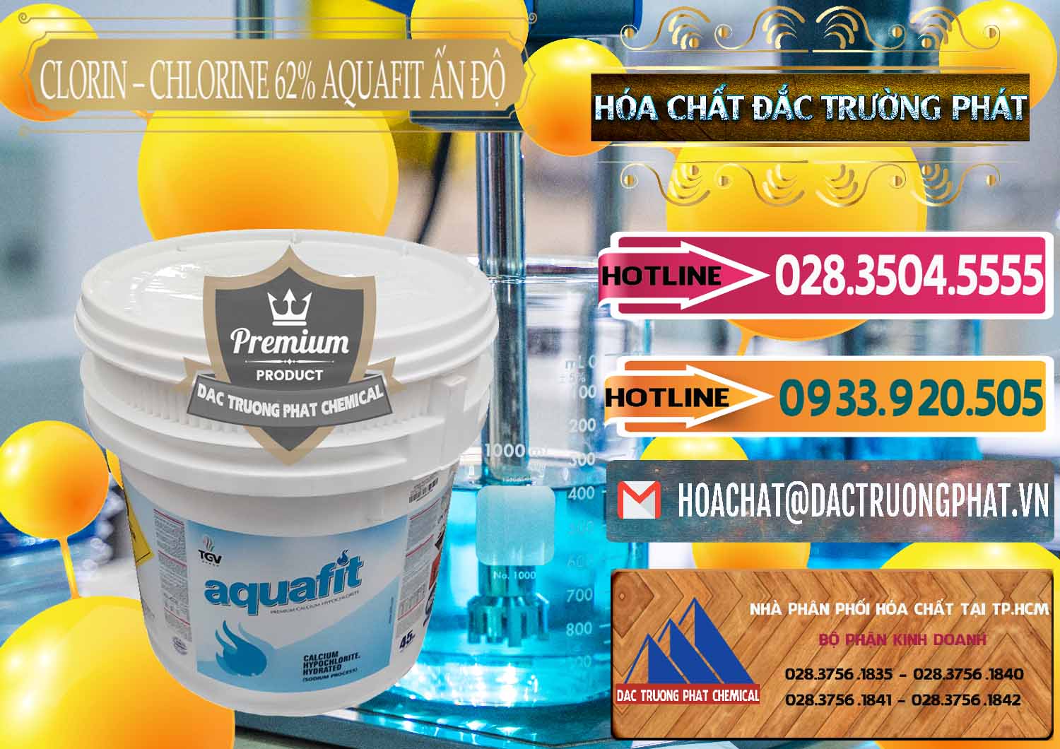 Nơi bán ( phân phối ) Clorin - Chlorine 62% Aquafit Thùng Lùn Ấn Độ India - 0057 - Đơn vị kinh doanh và phân phối hóa chất tại TP.HCM - dactruongphat.vn