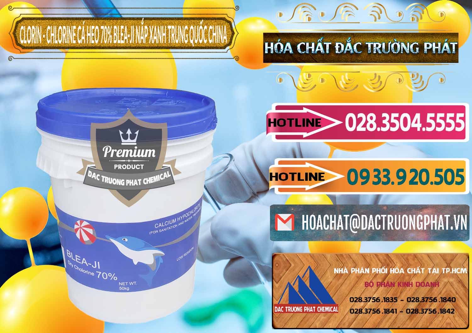 Cty phân phối & bán Clorin - Chlorine Cá Heo 70% Cá Heo Blea-Ji Thùng Tròn Nắp Xanh Trung Quốc China - 0208 - Cty phân phối & nhập khẩu hóa chất tại TP.HCM - dactruongphat.vn