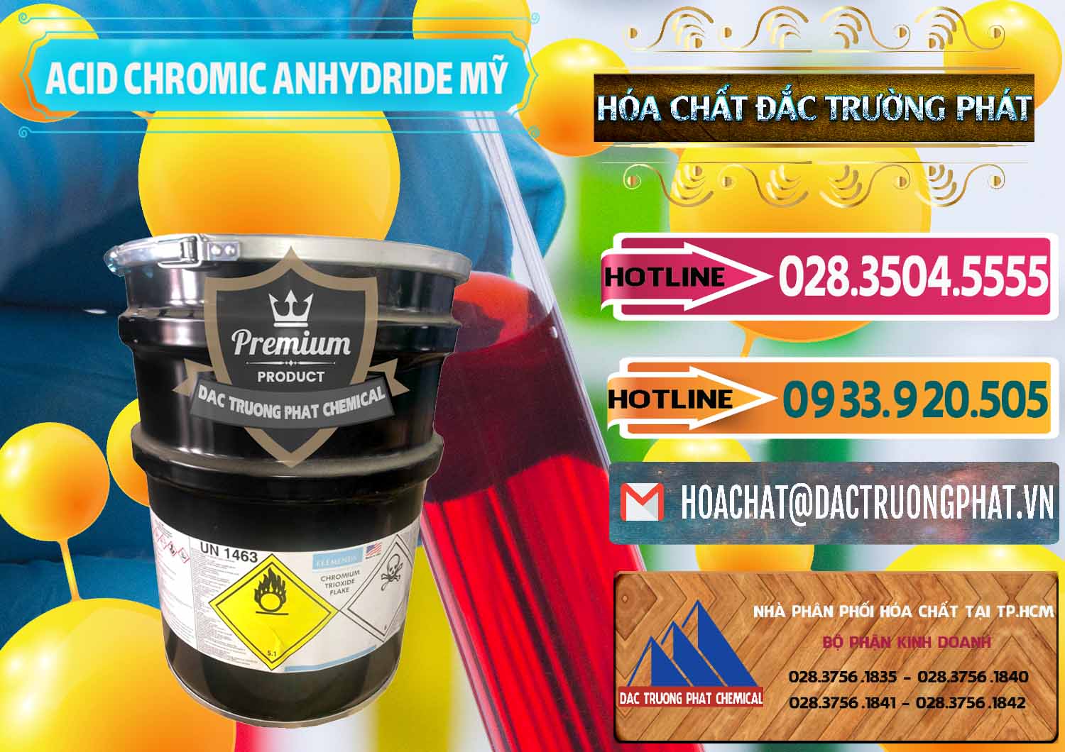 Cty chuyên kinh doanh ( bán ) Acid Chromic Anhydride - Cromic CRO3 USA Mỹ - 0364 - Cty chuyên cung cấp ( kinh doanh ) hóa chất tại TP.HCM - dactruongphat.vn