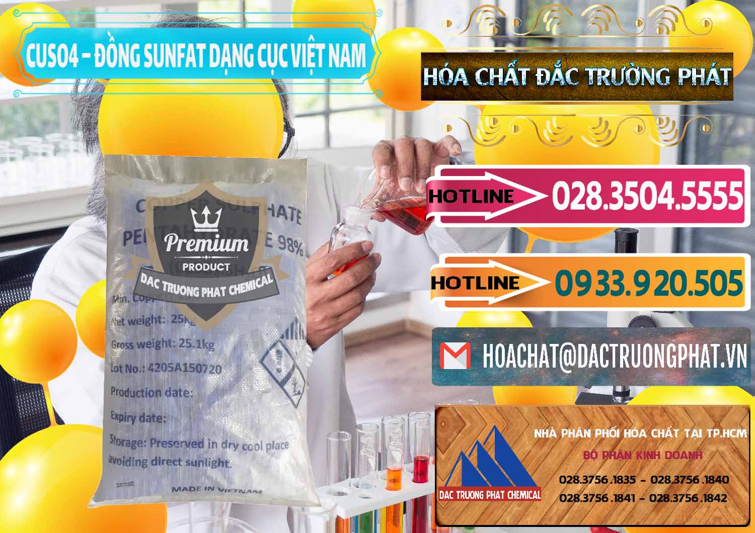 Nhà cung cấp ( bán ) CUSO4 – Đồng Sunfat Dạng Cục Việt Nam - 0303 - Nơi phân phối _ cung ứng hóa chất tại TP.HCM - dactruongphat.vn