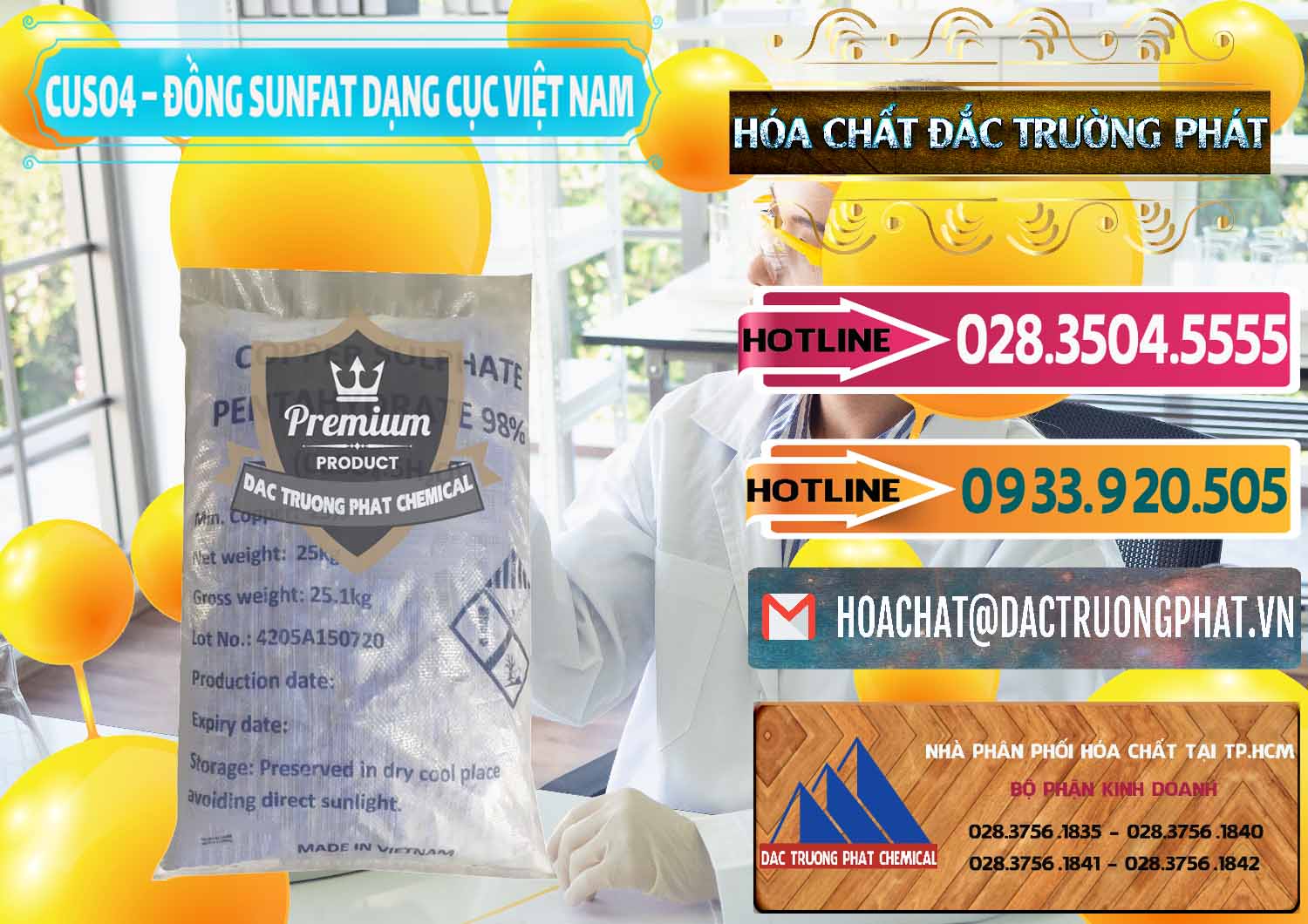 Chuyên bán và cung ứng CUSO4 – Đồng Sunfat Dạng Cục Việt Nam - 0303 - Nơi chuyên cung cấp và bán hóa chất tại TP.HCM - dactruongphat.vn