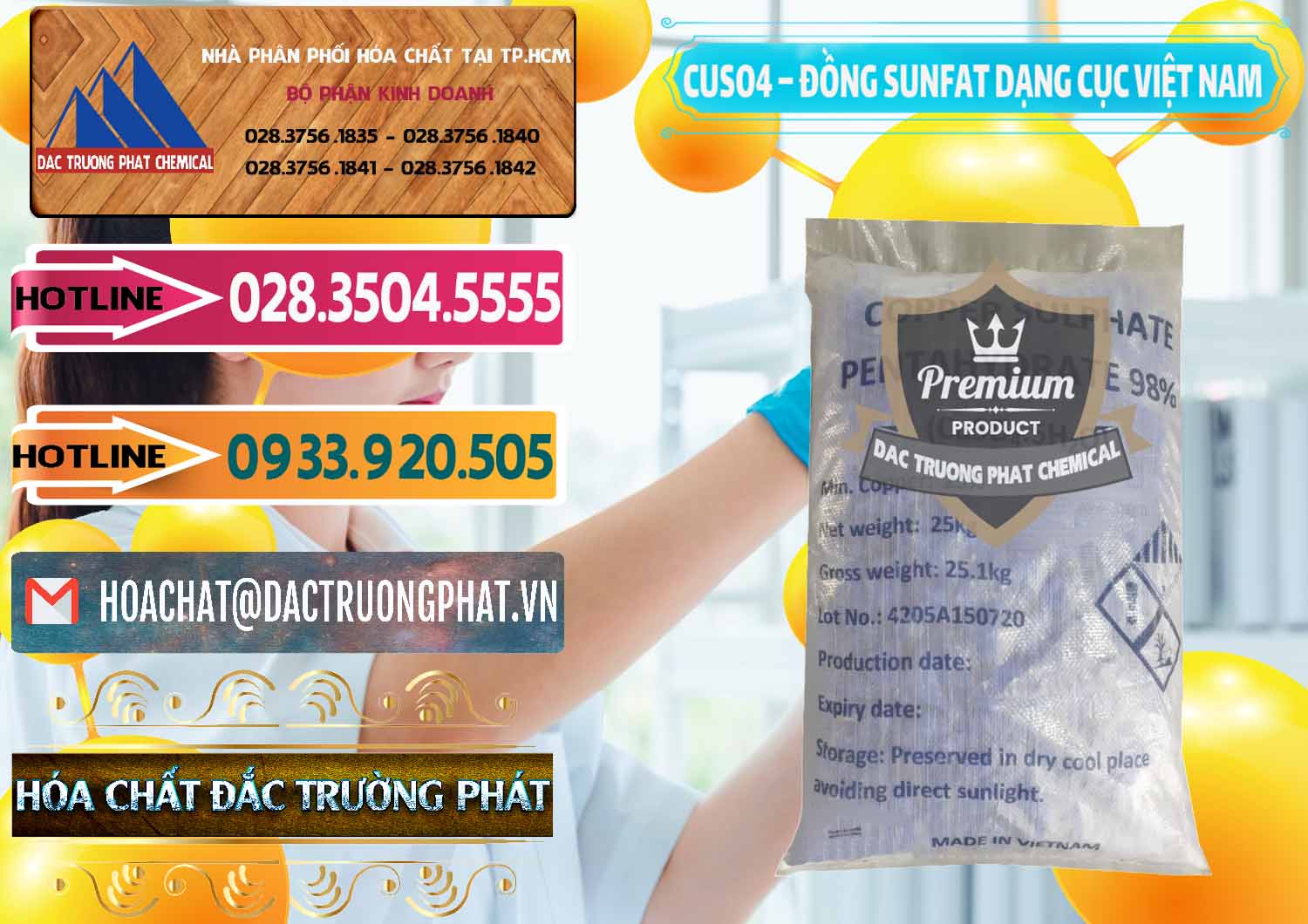 Chuyên cung cấp và bán CUSO4 – Đồng Sunfat Dạng Cục Việt Nam - 0303 - Cung cấp và phân phối hóa chất tại TP.HCM - dactruongphat.vn