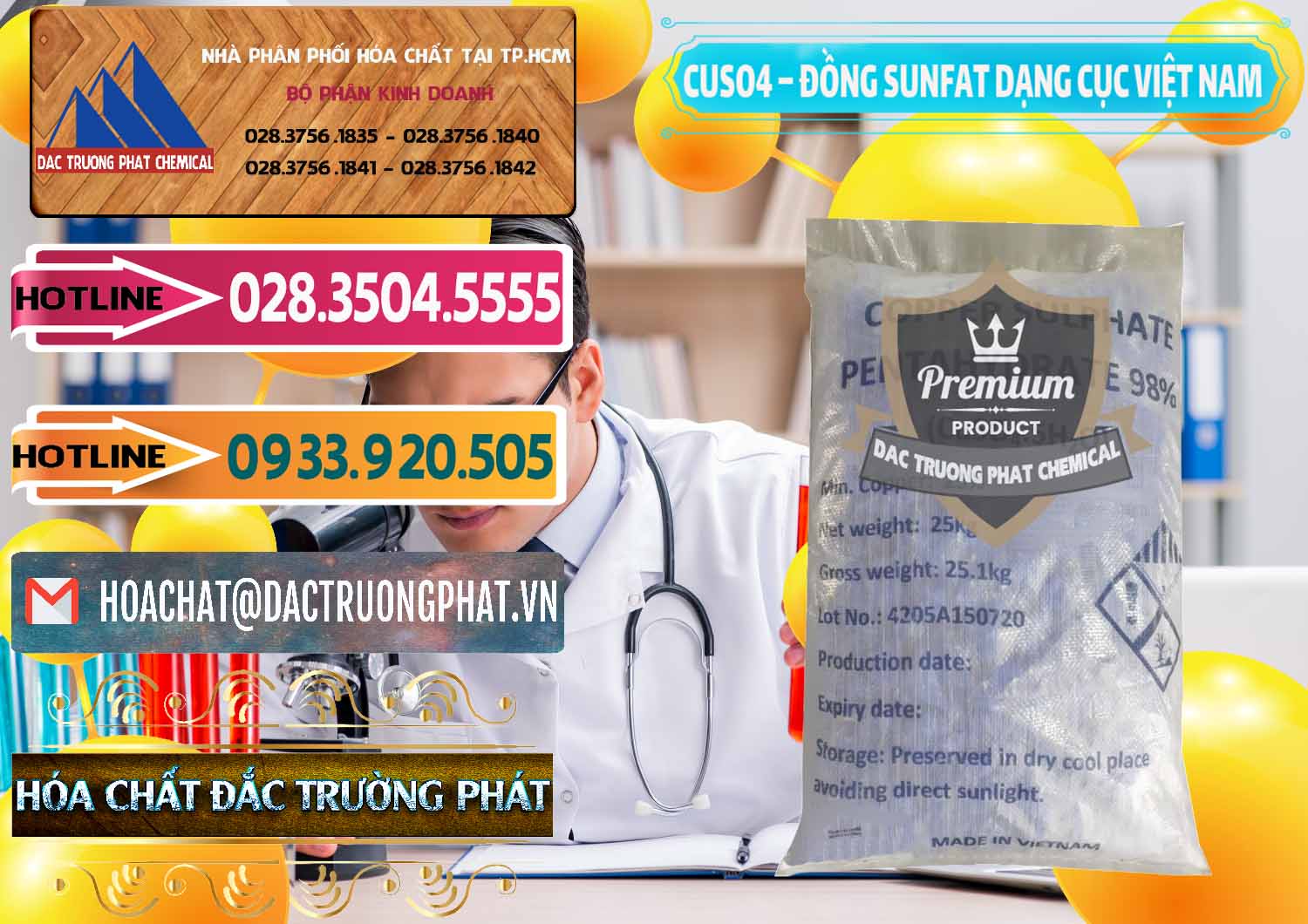Đơn vị chuyên kinh doanh và cung cấp CUSO4 – Đồng Sunfat Dạng Cục Việt Nam - 0303 - Nơi chuyên bán và cung cấp hóa chất tại TP.HCM - dactruongphat.vn