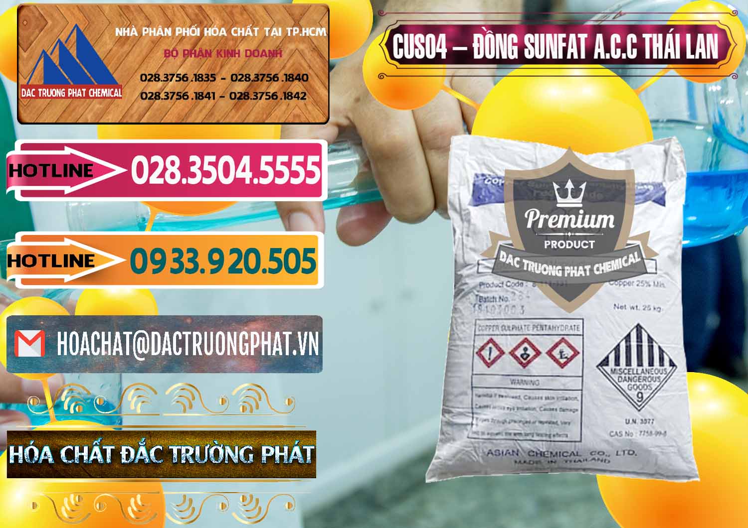 Chuyên cung cấp và bán CuSO4 – Đồng Sunfat A.C.C Thái Lan - 0249 - Nhà cung cấp _ bán hóa chất tại TP.HCM - dactruongphat.vn