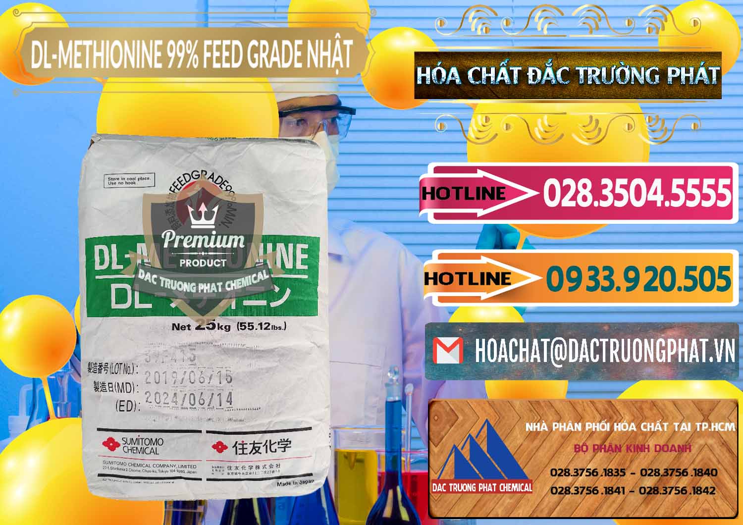 Nơi chuyên bán ( cung ứng ) DL-Methionine - C5H11NO2S Feed Grade Sumitomo Nhật Bản Japan - 0313 - Công ty cung cấp - phân phối hóa chất tại TP.HCM - dactruongphat.vn