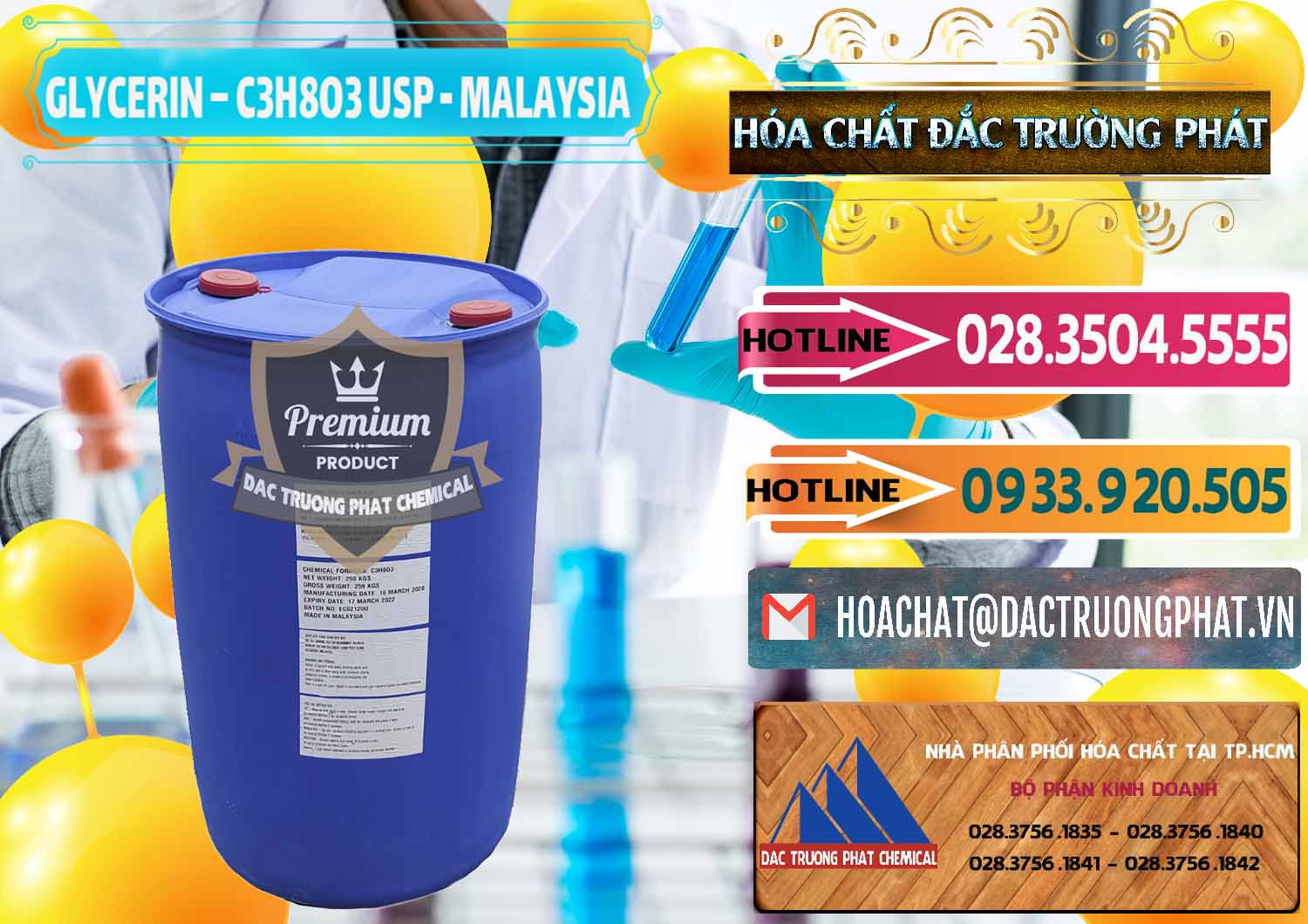 Chuyên bán _ cung ứng Glycerin – C3H8O3 USP Malaysia - 0233 - Nơi nhập khẩu và phân phối hóa chất tại TP.HCM - dactruongphat.vn