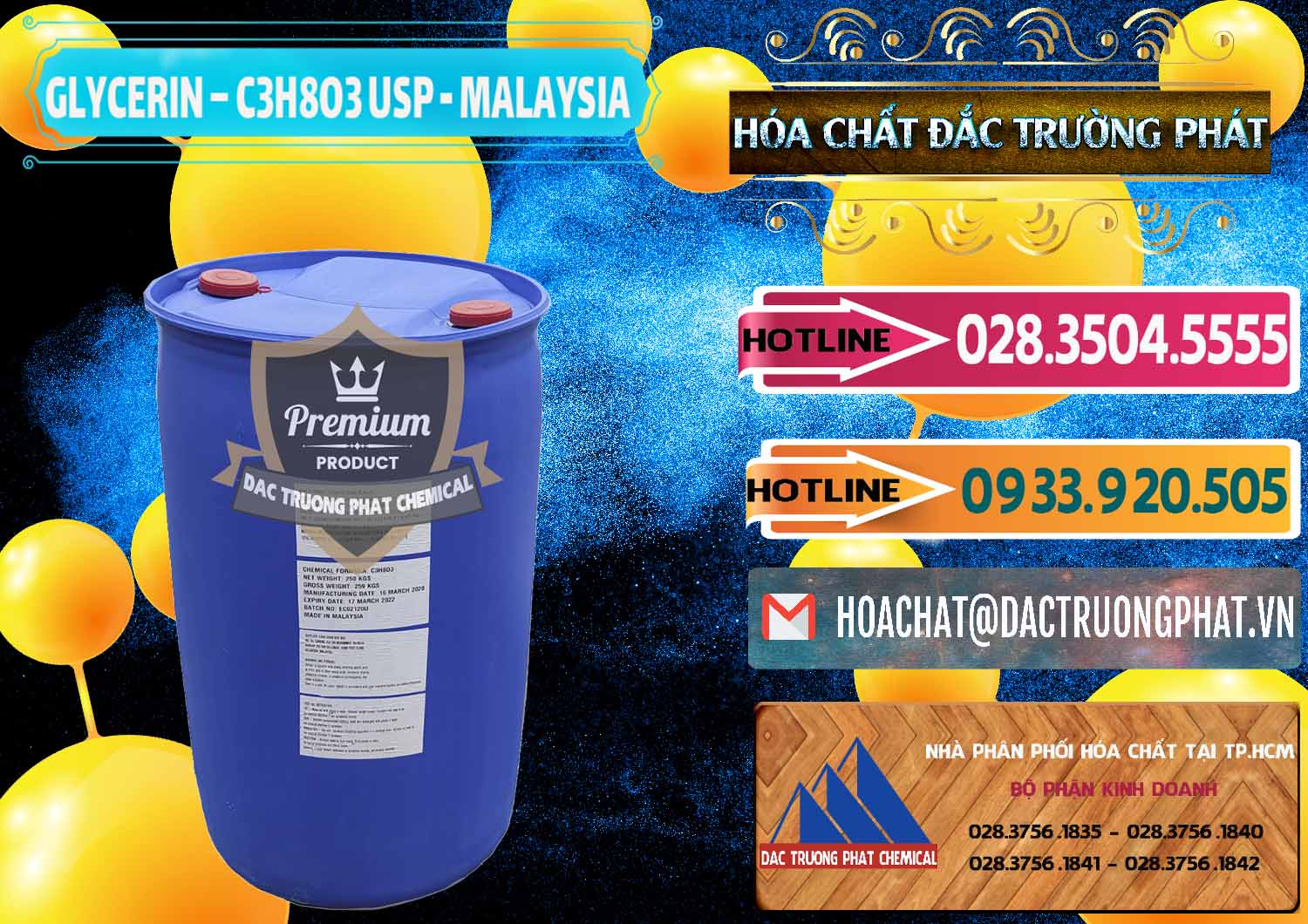 Nhà nhập khẩu & bán Glycerin – C3H8O3 USP Malaysia - 0233 - Chuyên phân phối _ bán hóa chất tại TP.HCM - dactruongphat.vn