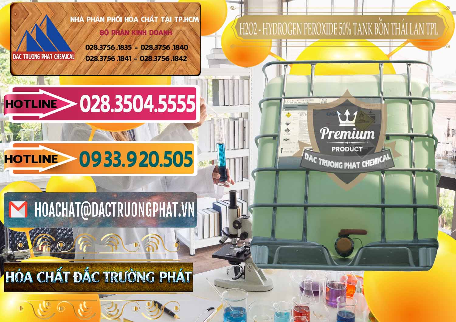 Phân phối © bán Hydrogen Peroxide * Oxy H2O2 Dạng Lỏng 50% Tank IBC Bồn Thái Lan TPL Bán ( cung cấp ) H2O2 - Hydrogen Peroxide 50% Tank IBC Bồn Thái Lan TPL - 0073 - Cty cung cấp & phân phối hóa chất tại TP.HCM - dactruongphat.vn