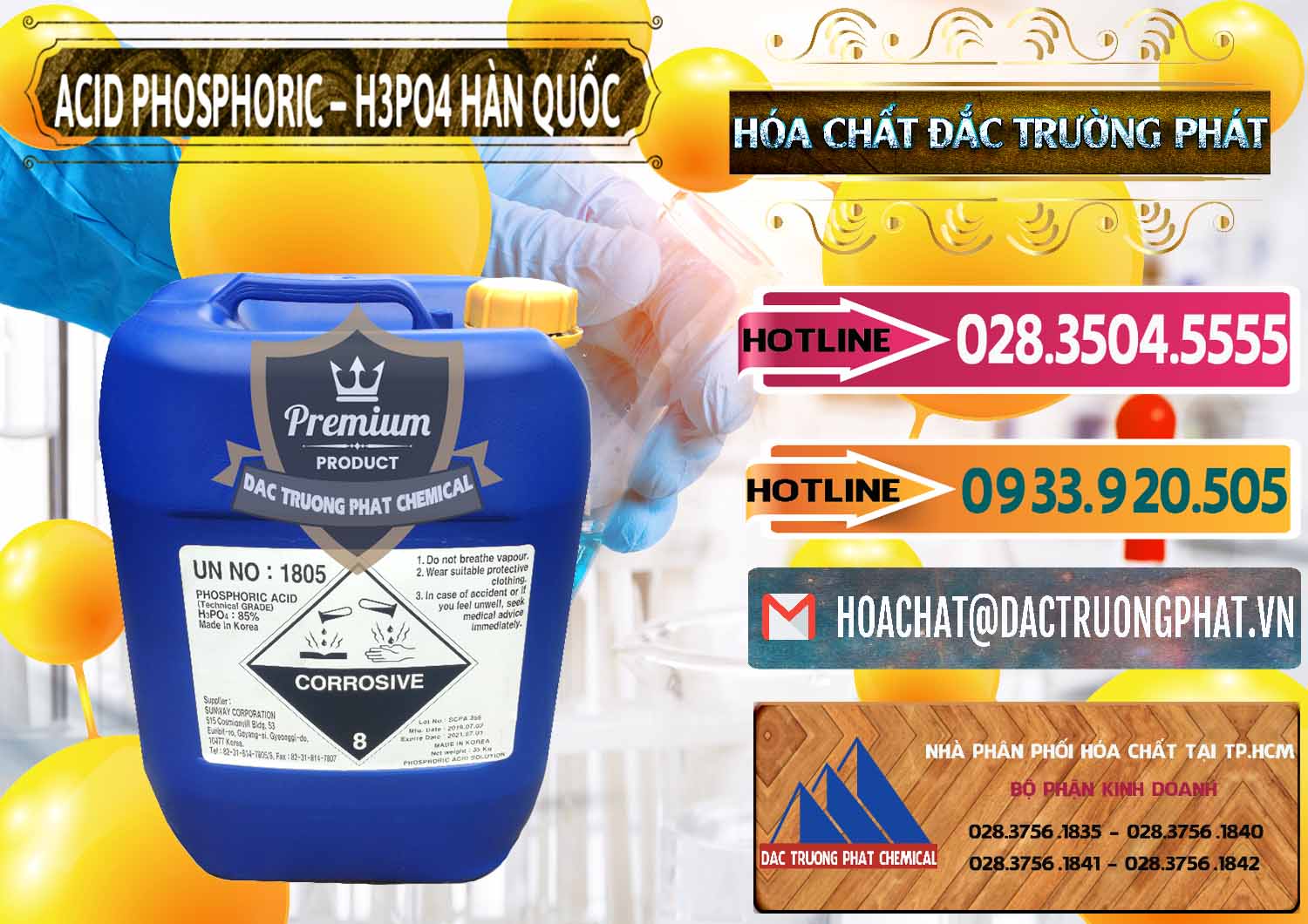 Chuyên nhập khẩu - bán Acid Phosphoric – H3PO4 85% Can Xanh Hàn Quốc Korea - 0016 - Nhà phân phối _ cung cấp hóa chất tại TP.HCM - dactruongphat.vn