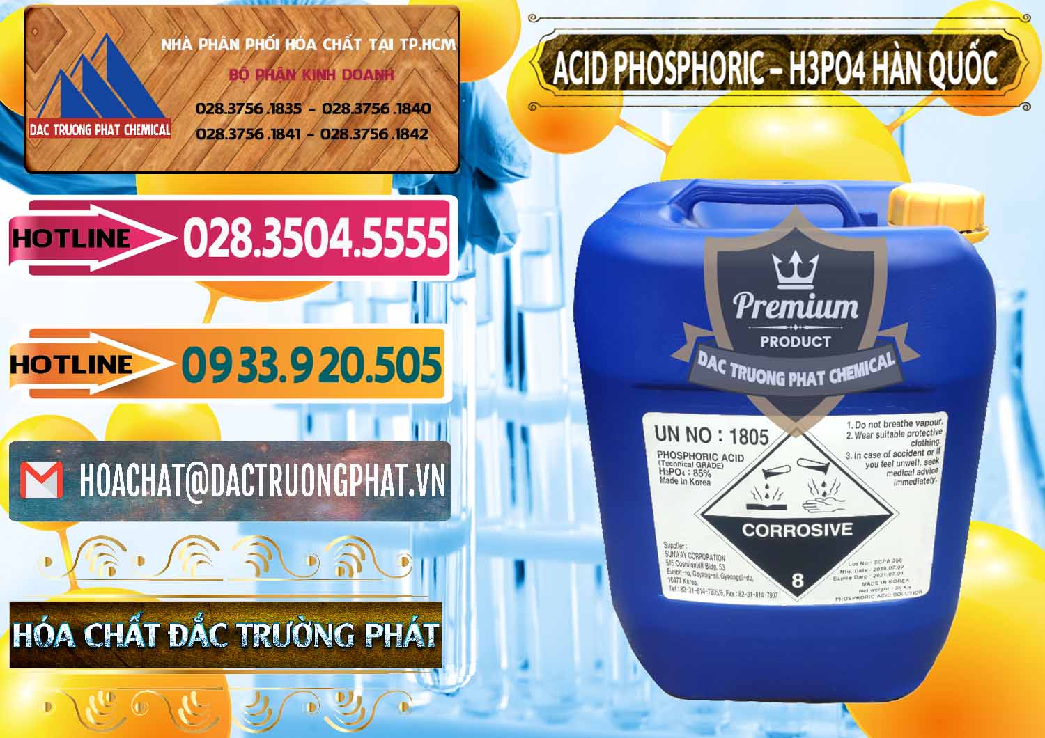 Nơi chuyên bán và cung cấp Acid Phosphoric – H3PO4 85% Can Xanh Hàn Quốc Korea - 0016 - Nhà cung cấp _ nhập khẩu hóa chất tại TP.HCM - dactruongphat.vn