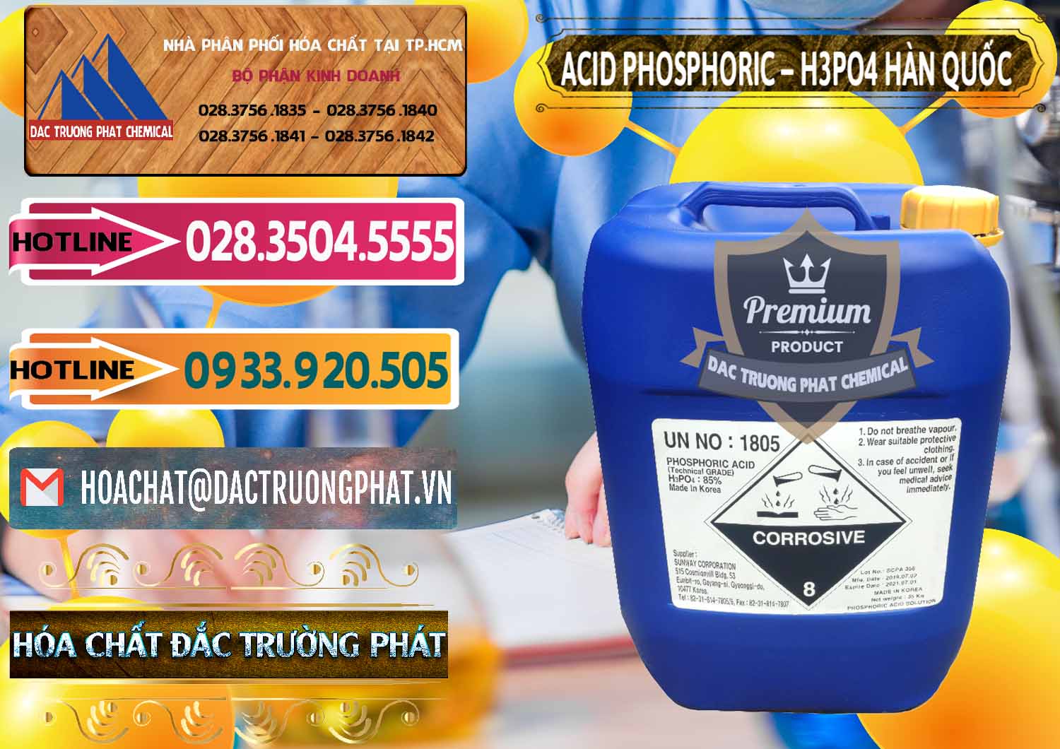 Nơi chuyên phân phối ( bán ) Acid Phosphoric – H3PO4 85% Can Xanh Hàn Quốc Korea - 0016 - Cty chuyên cung cấp _ bán hóa chất tại TP.HCM - dactruongphat.vn