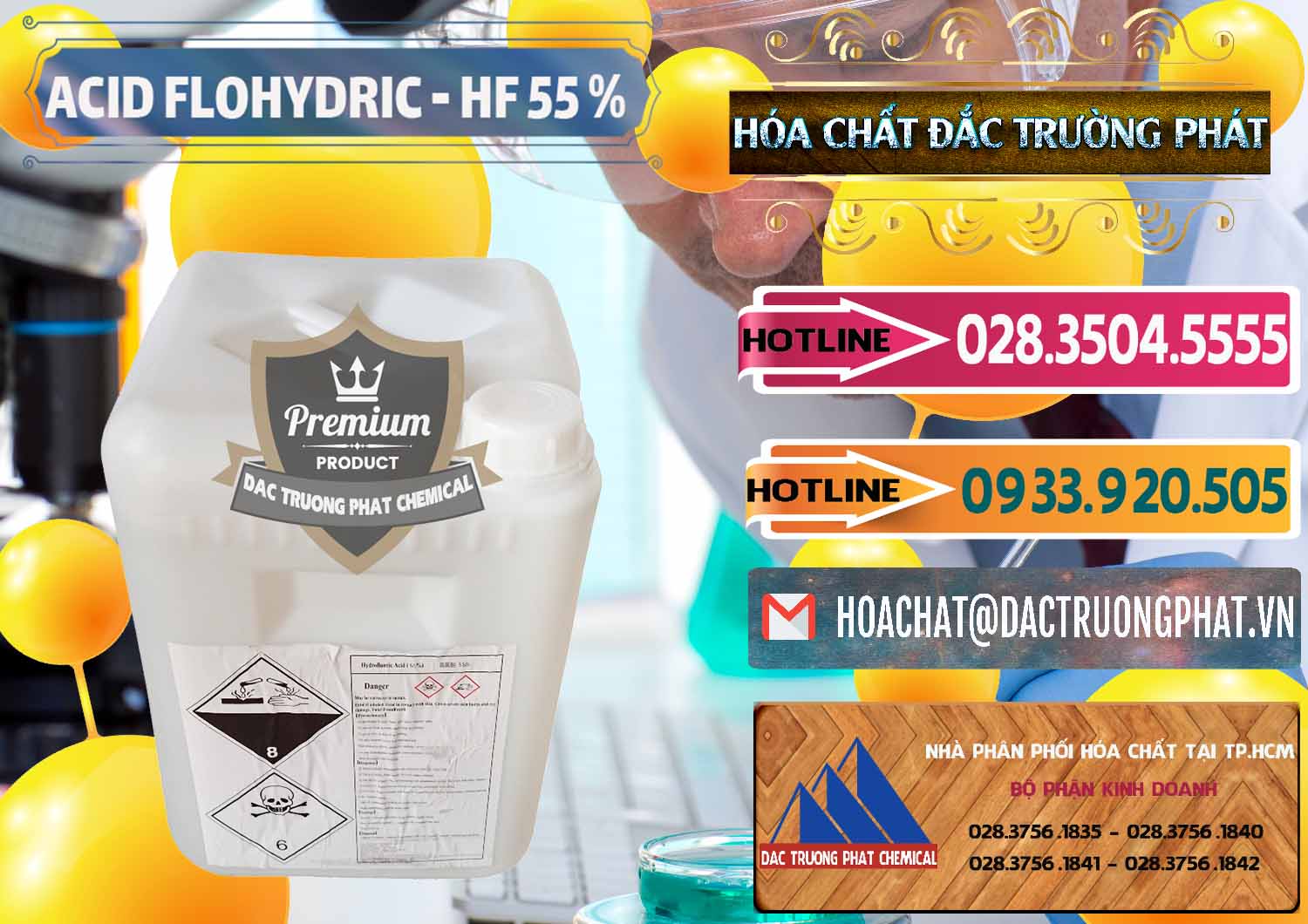 Nhà phân phối ( bán ) Axit HF - Acid HF 55% Can Trắng Trung Quốc China - 0079 - Cty phân phối & nhập khẩu hóa chất tại TP.HCM - dactruongphat.vn