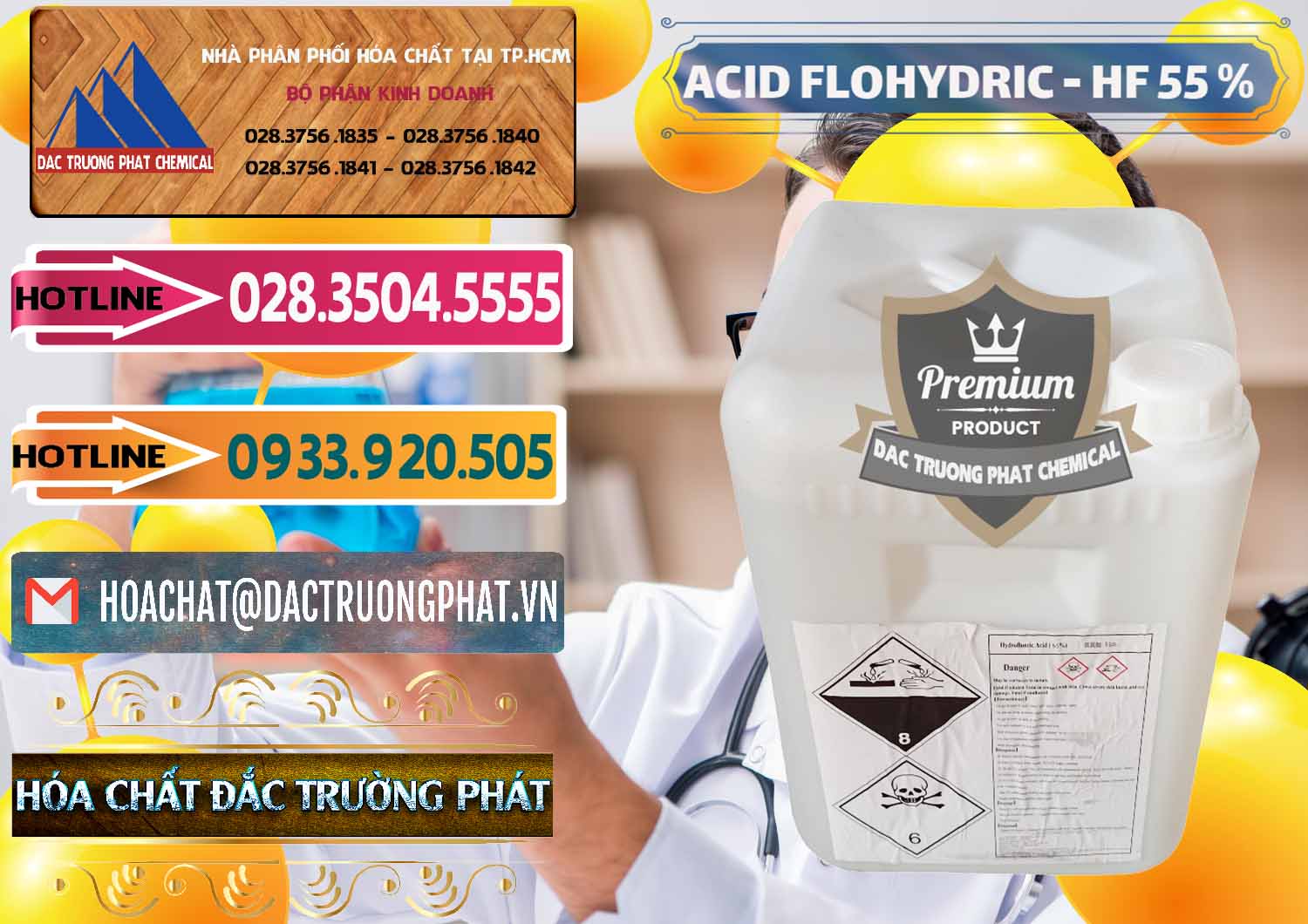 Nơi chuyên kinh doanh và bán Axit HF - Acid HF 55% Can Trắng Trung Quốc China - 0079 - Kinh doanh ( cung cấp ) hóa chất tại TP.HCM - dactruongphat.vn