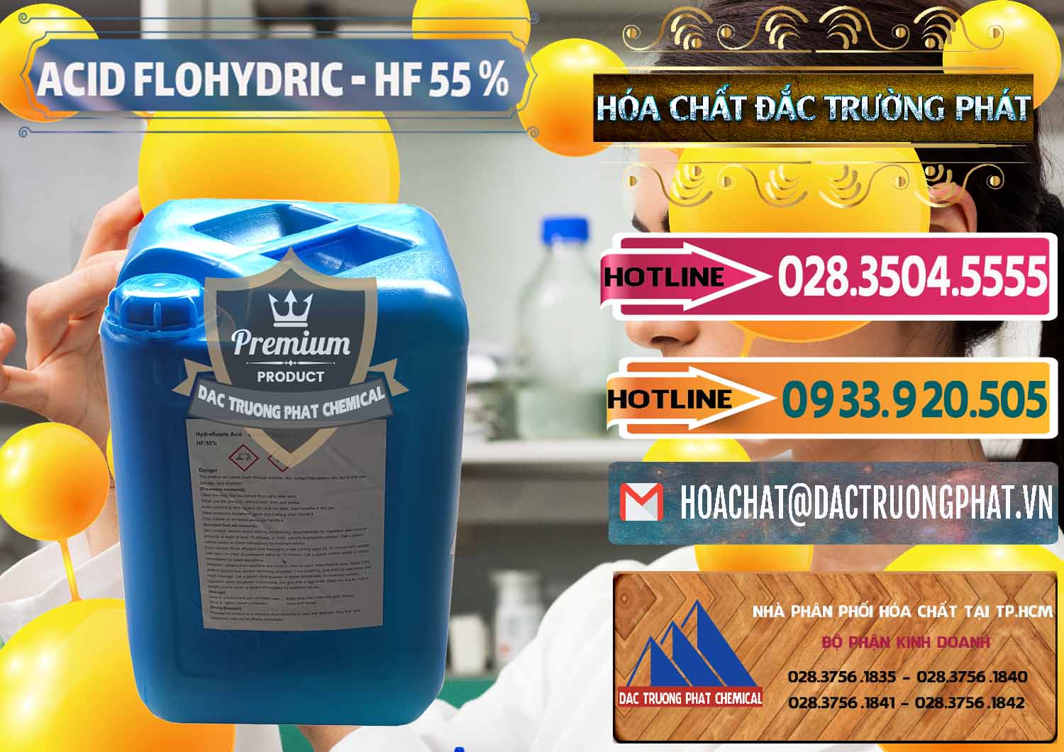 Cty chuyên cung ứng ( bán ) Axit HF - Acid HF 55% Can Xanh Trung Quốc China - 0080 - Nơi chuyên phân phối - cung ứng hóa chất tại TP.HCM - dactruongphat.vn
