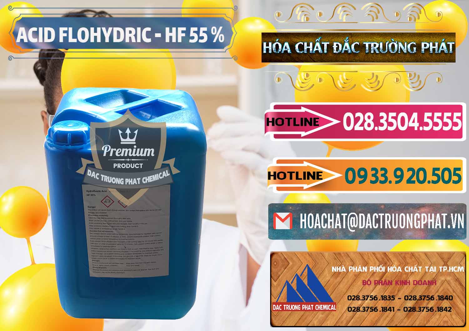 Chuyên cung ứng ( bán ) Axit HF - Acid HF 55% Can Xanh Trung Quốc China - 0080 - Nơi phân phối & nhập khẩu hóa chất tại TP.HCM - dactruongphat.vn