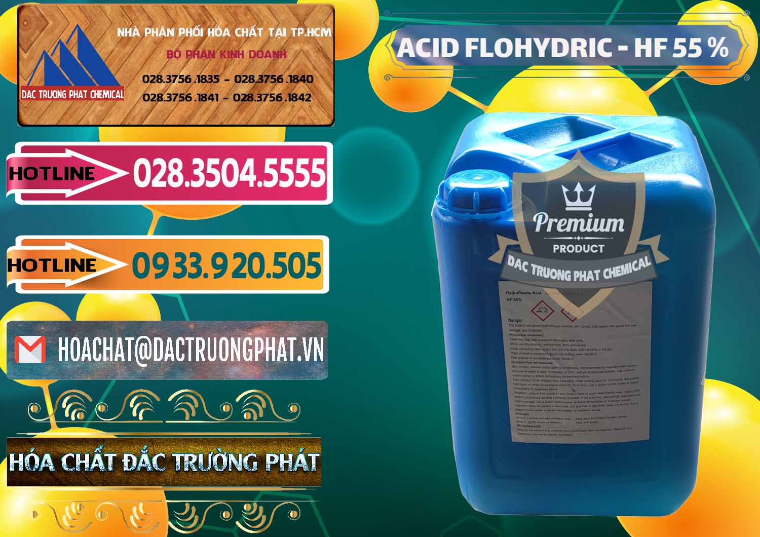 Cty kinh doanh và bán Axit HF - Acid HF 55% Can Xanh Trung Quốc China - 0080 - Công ty chuyên cung ứng _ phân phối hóa chất tại TP.HCM - dactruongphat.vn