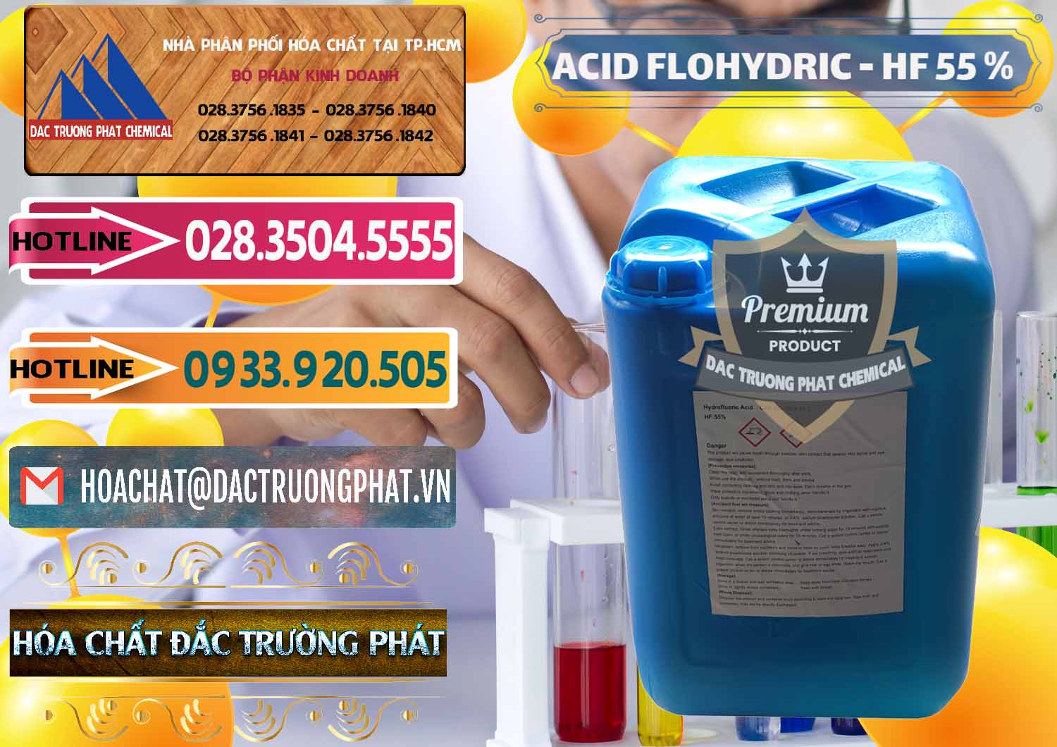 Nơi nhập khẩu và bán Axit HF - Acid HF 55% Can Xanh Trung Quốc China - 0080 - Đơn vị phân phối & bán hóa chất tại TP.HCM - dactruongphat.vn