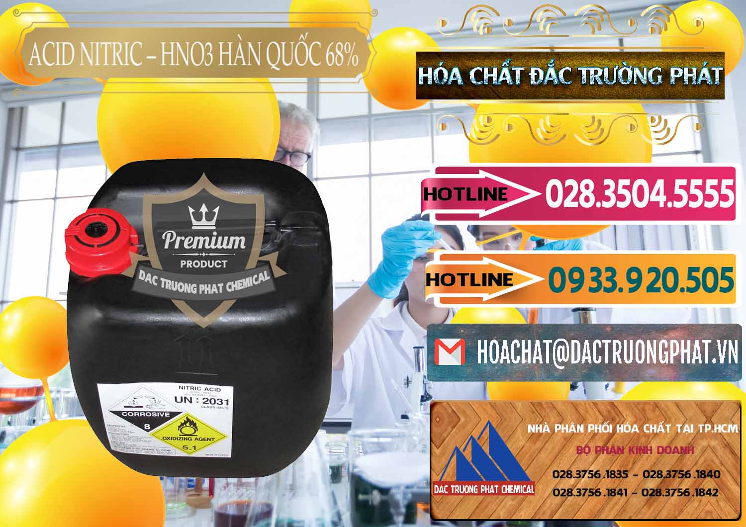 Bán ( cung ứng ) Acid Nitric – Axit Nitric HNO3 68% Huchem Hàn Quốc Korea - 0030 - Cty chuyên kinh doanh ( cung cấp ) hóa chất tại TP.HCM - dactruongphat.vn
