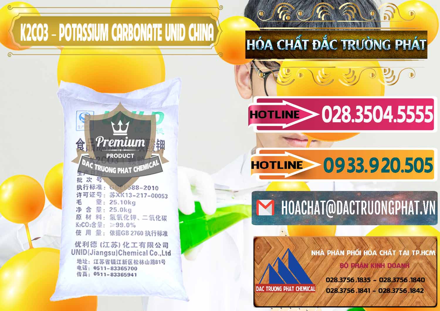 Chuyên bán _ phân phối K2Co3 – Potassium Carbonate UNID Trung Quốc China - 0475 - Nơi chuyên cung cấp ( nhập khẩu ) hóa chất tại TP.HCM - dactruongphat.vn