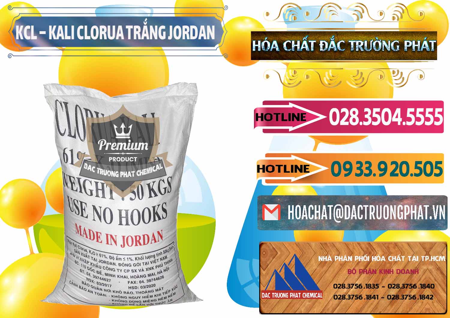 Nhà phân phối - bán KCL – Kali Clorua Trắng Jordan - 0088 - Cty cung cấp - phân phối hóa chất tại TP.HCM - dactruongphat.vn