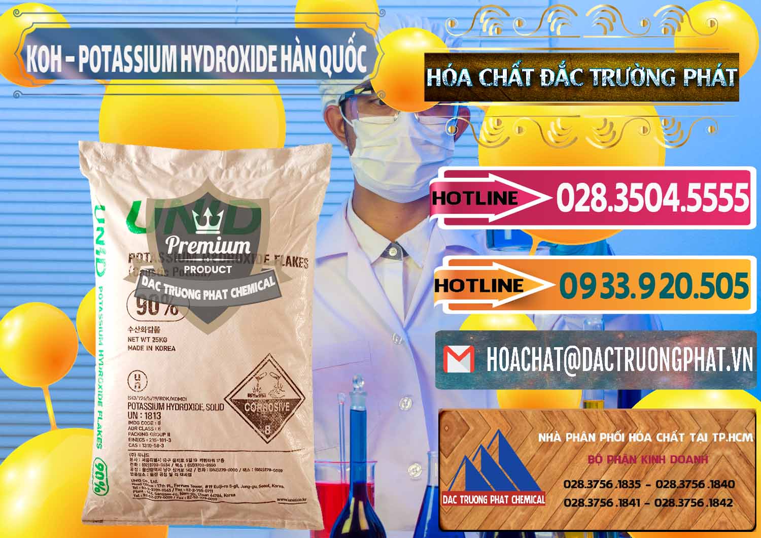 Cty nhập khẩu và bán KOH ( 90%) – Potassium Hydroxide Unid Hàn Quốc Korea - 0090 - Đơn vị phân phối & bán hóa chất tại TP.HCM - dactruongphat.vn