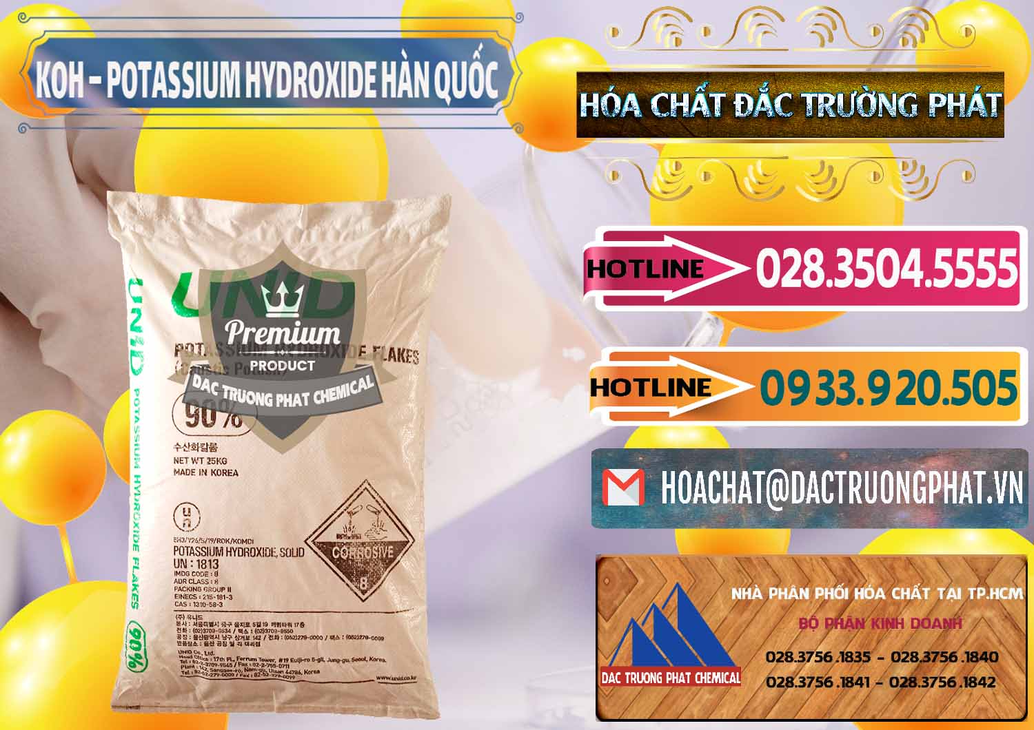 Cty bán và cung cấp KOH ( 90%) – Potassium Hydroxide Unid Hàn Quốc Korea - 0090 - Cty chuyên phân phối - nhập khẩu hóa chất tại TP.HCM - dactruongphat.vn