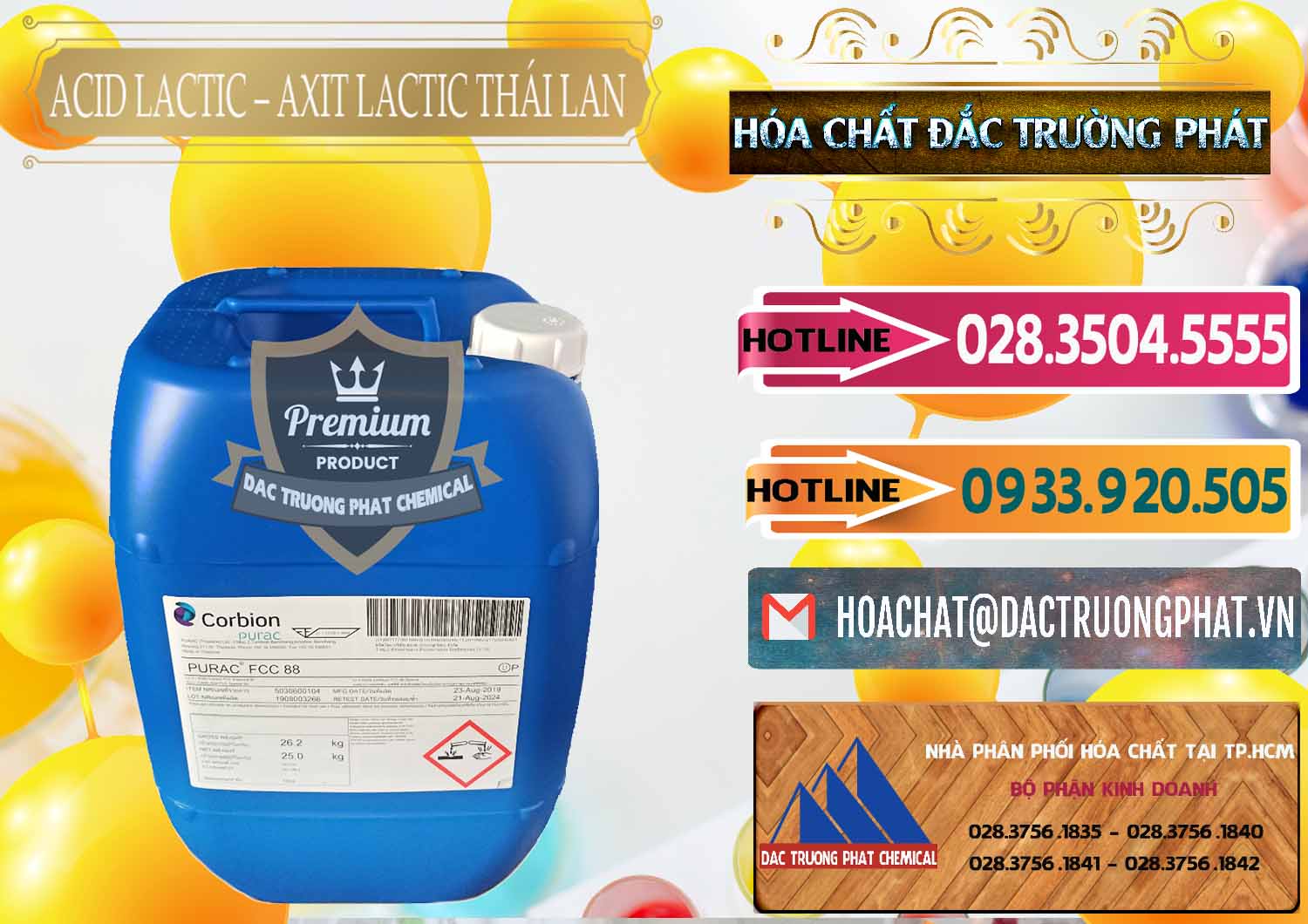 Chuyên bán & cung ứng Acid Lactic – Axit Lactic Thái Lan Purac FCC 88 - 0012 - Công ty phân phối _ cung cấp hóa chất tại TP.HCM - dactruongphat.vn