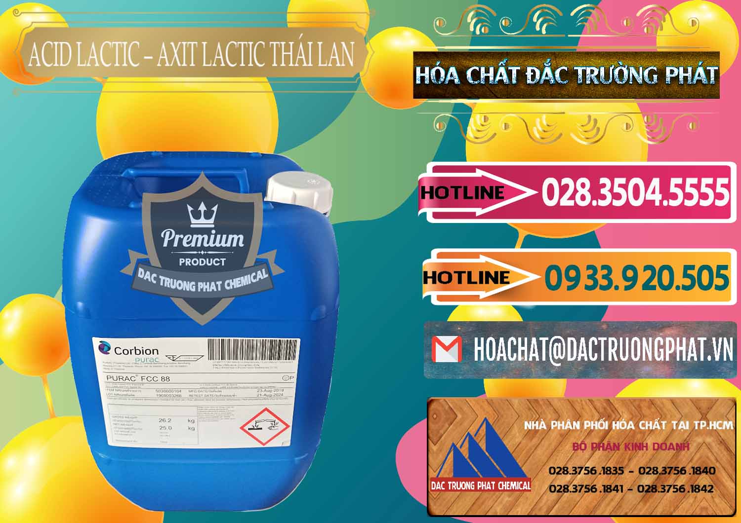 Nơi kinh doanh - bán Acid Lactic – Axit Lactic Thái Lan Purac FCC 88 - 0012 - Đơn vị chuyên nhập khẩu _ phân phối hóa chất tại TP.HCM - dactruongphat.vn