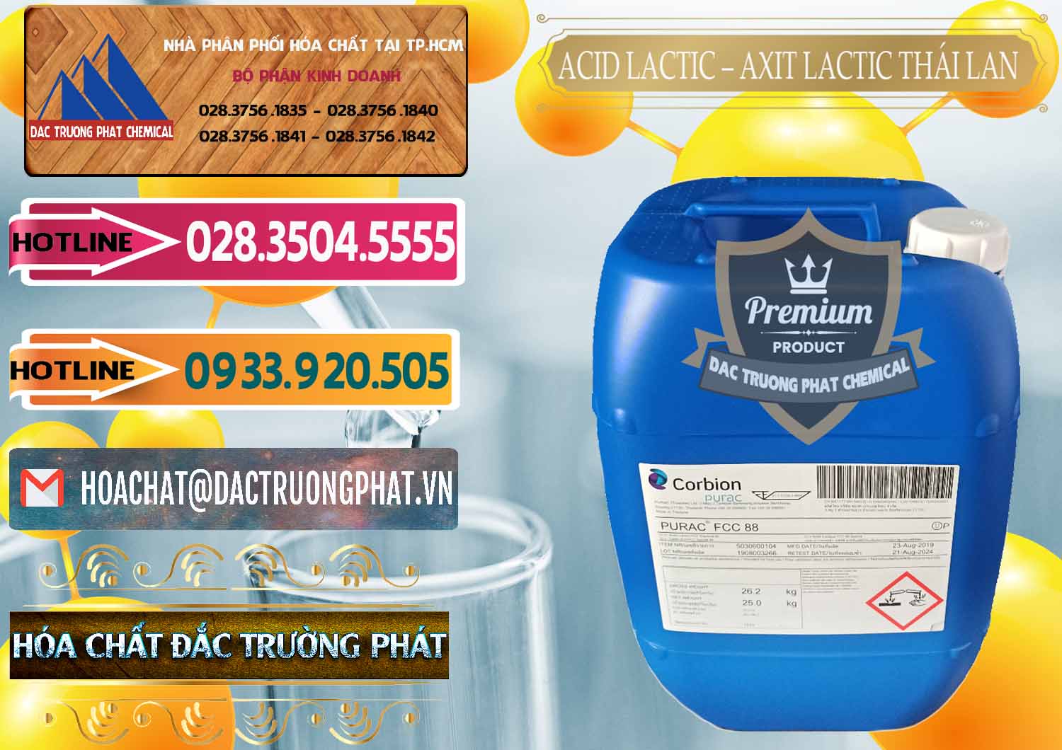 Nhà cung ứng - bán Acid Lactic – Axit Lactic Thái Lan Purac FCC 88 - 0012 - Đơn vị phân phối - cung cấp hóa chất tại TP.HCM - dactruongphat.vn