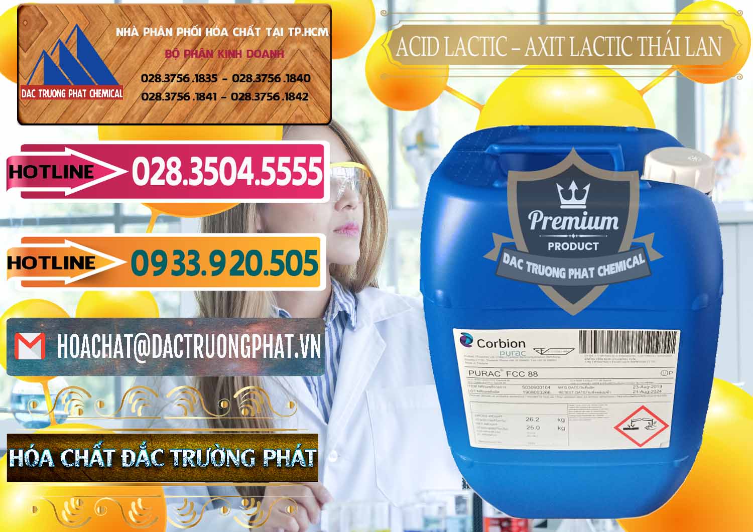 Đơn vị chuyên cung ứng và bán Acid Lactic – Axit Lactic Thái Lan Purac FCC 88 - 0012 - Chuyên cung cấp _ bán hóa chất tại TP.HCM - dactruongphat.vn